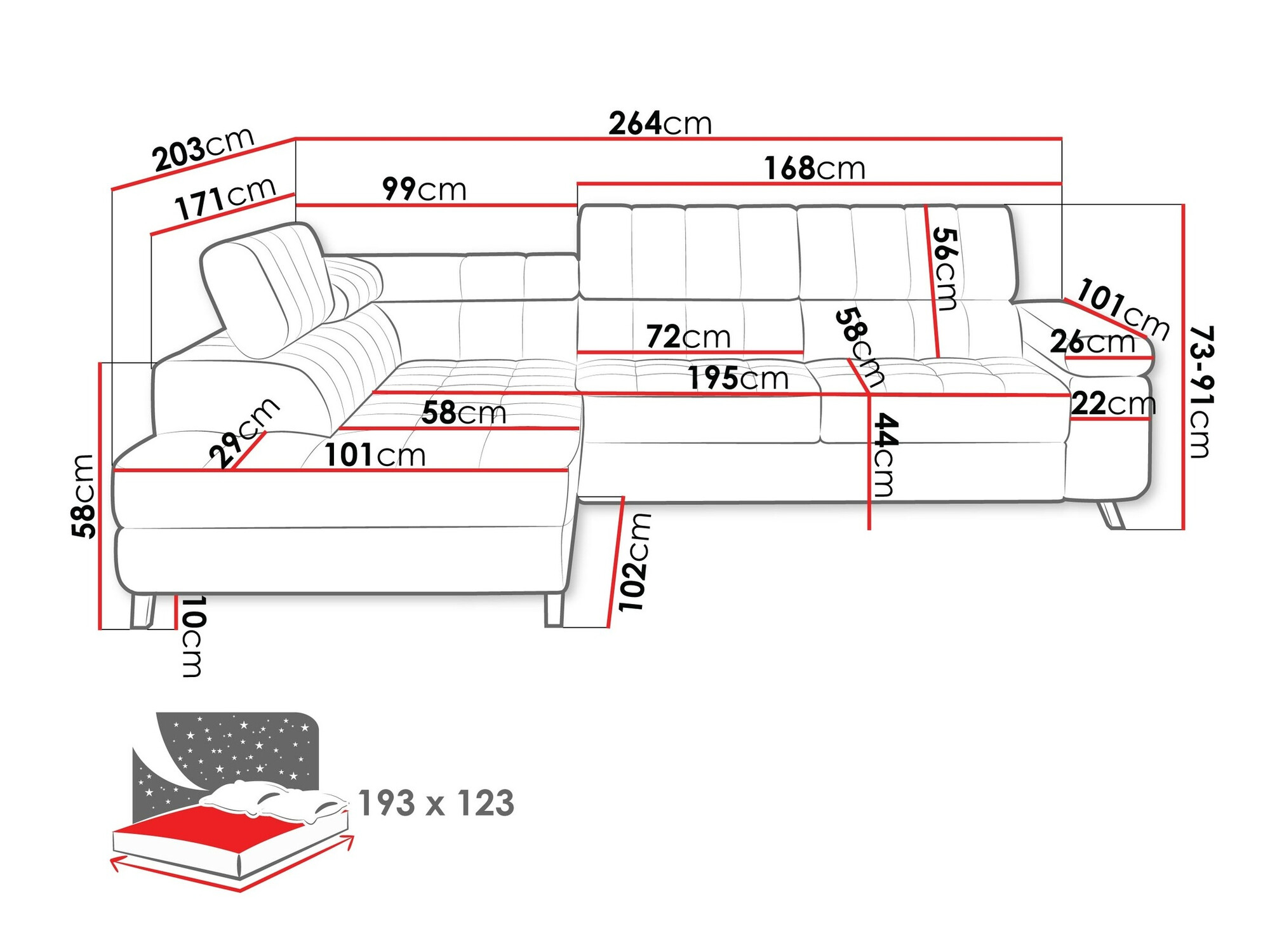 Угловой диван Comfivo 207 (Boucle Abriamo 10)