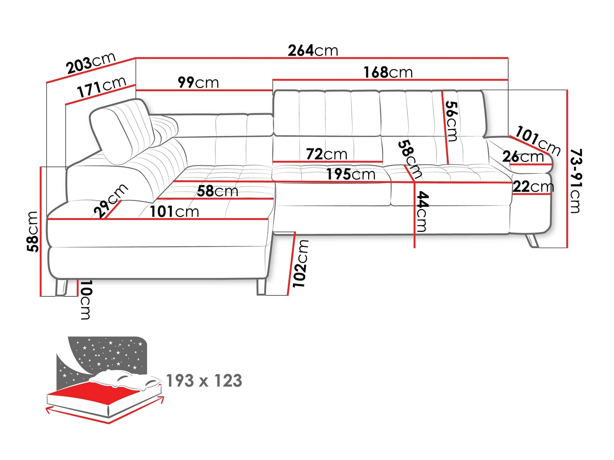 Угловой диван Comfivo 207 (Sicuro 65)