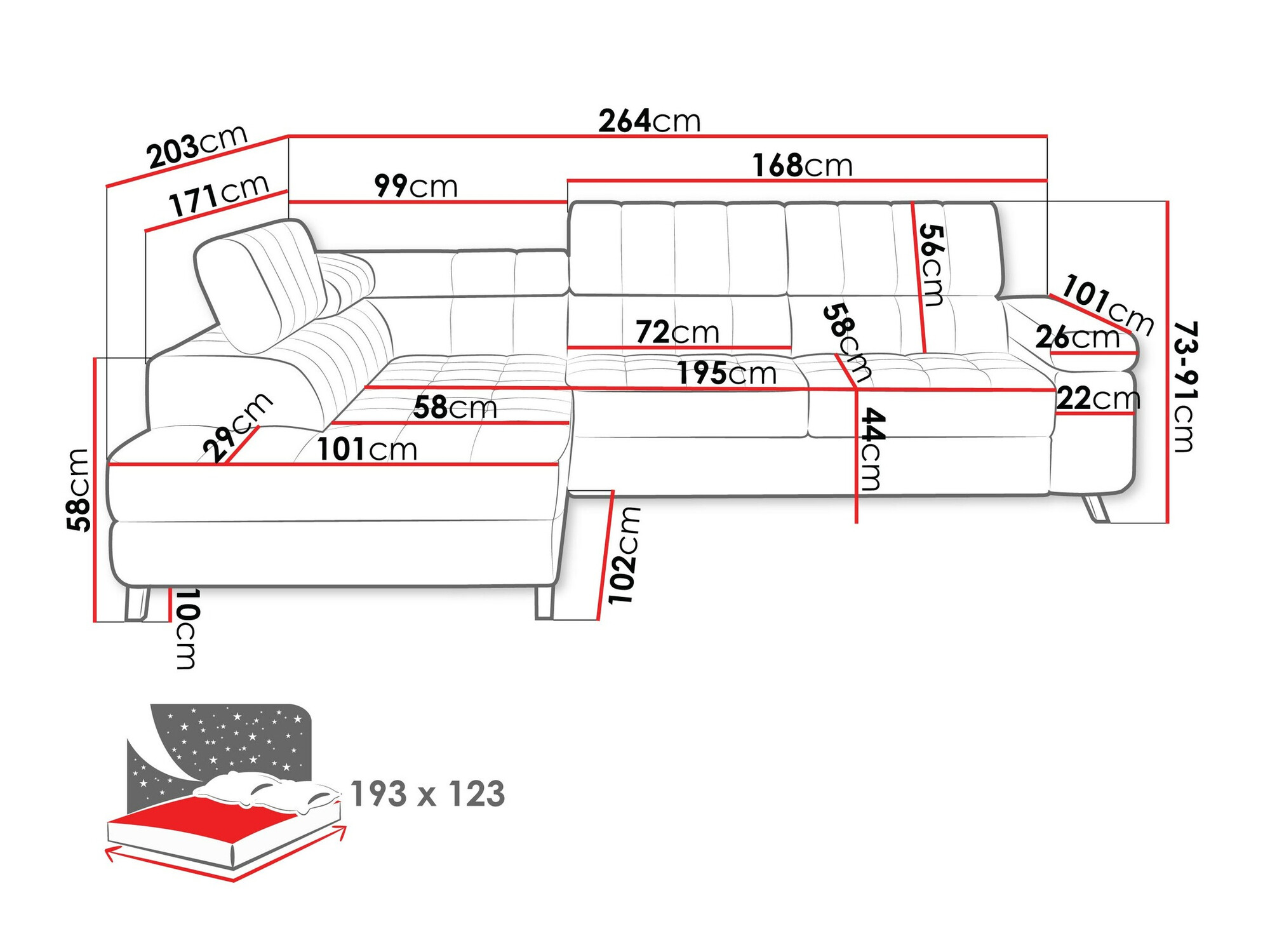 Угловой диван Comfivo 207 (Wave 05)