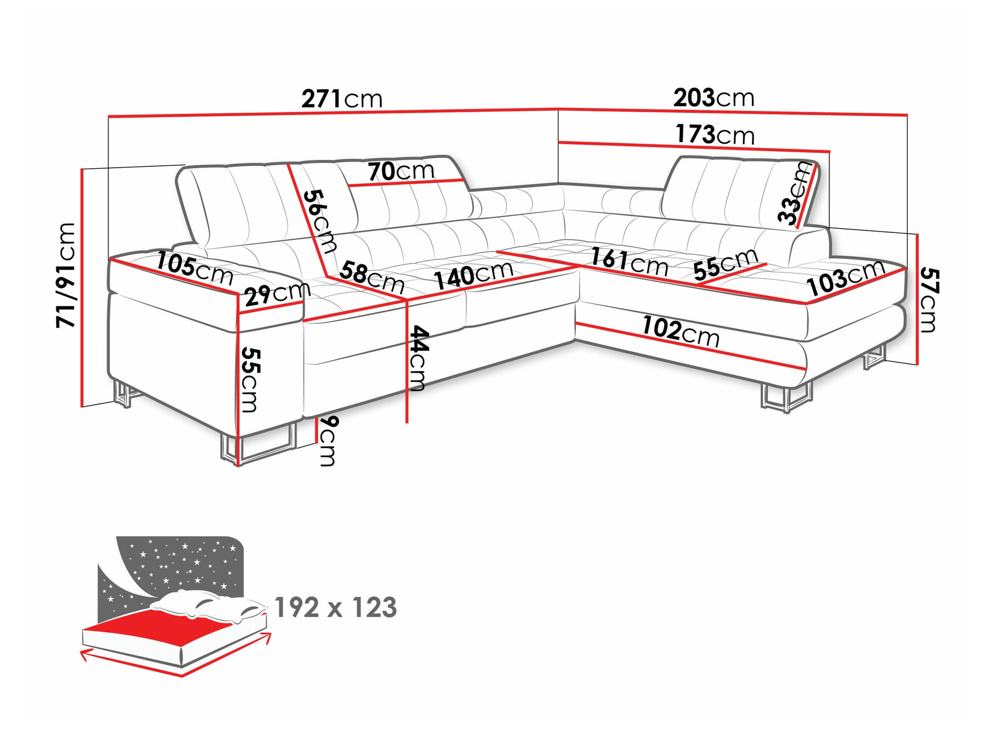 Stūra dīvāns Comfivo 232 (Clara 215.02)