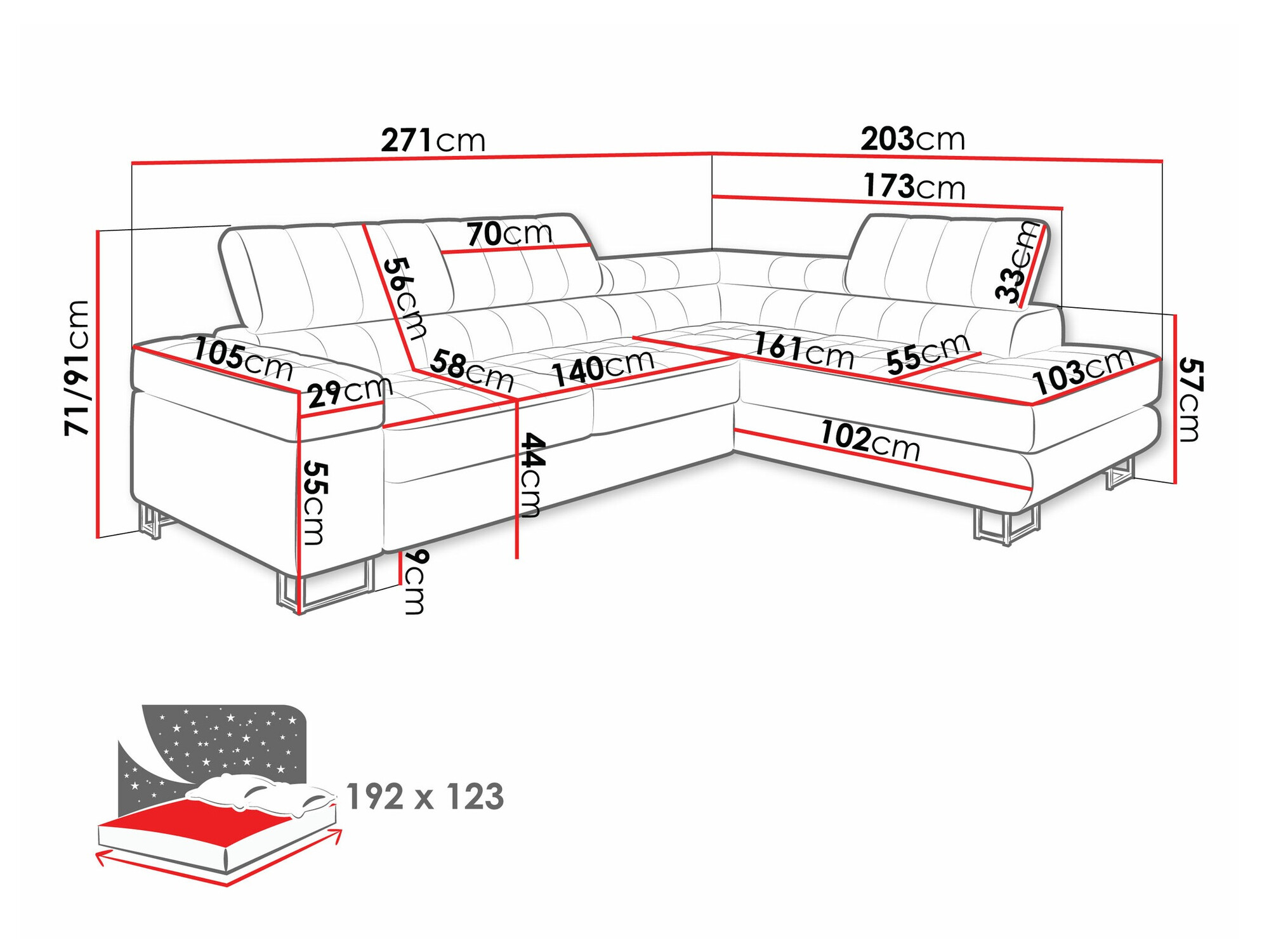 Stūra dīvāns Comfivo 232 (Coral 45)
