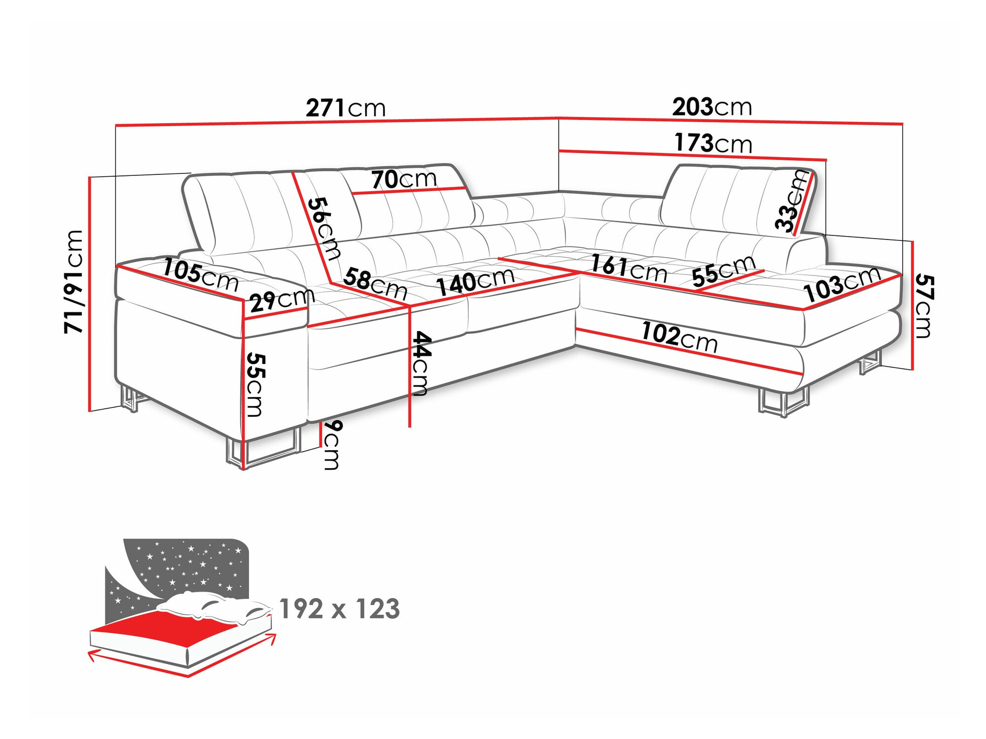 Stūra dīvāns Comfivo 232 (Coral 65)
