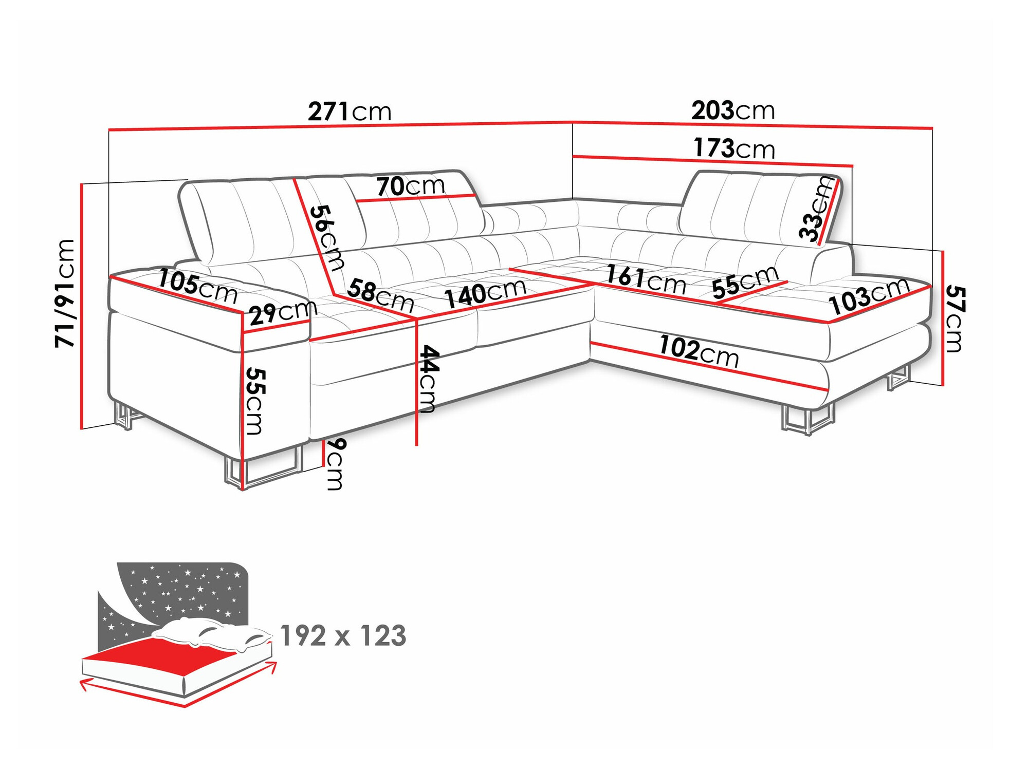Stūra dīvāns Comfivo 232 (Coral 75)