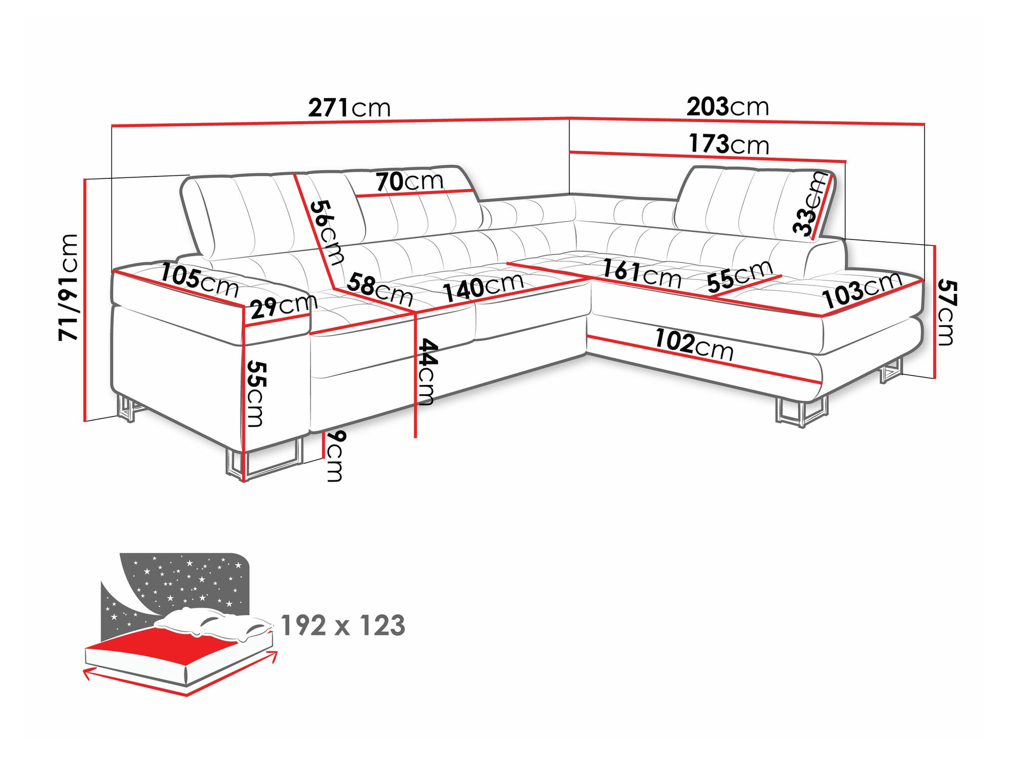 Stūra dīvāns Comfivo 232 (Matana 17)