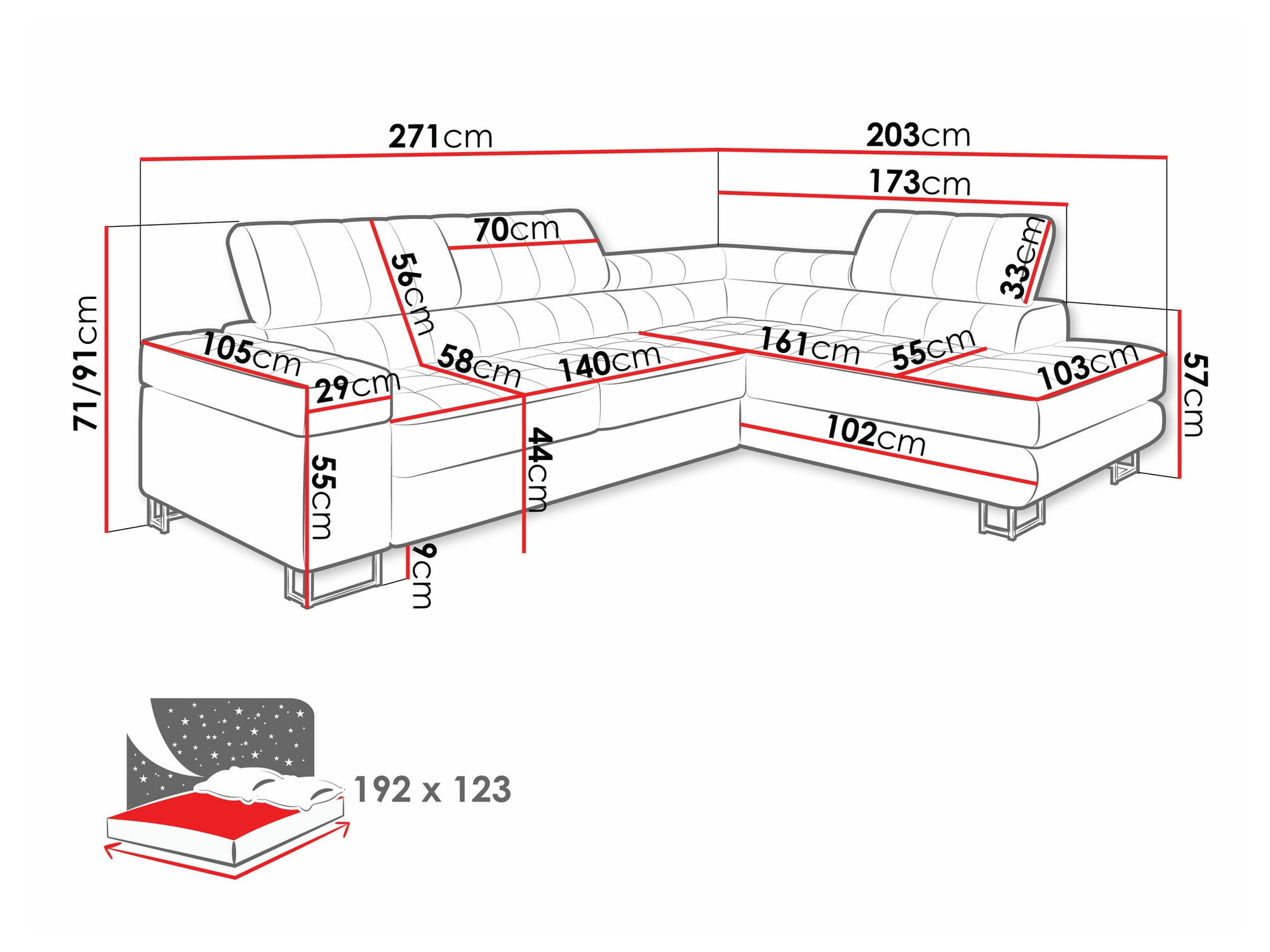 Stūra dīvāns Comfivo 232 (Matana 17)