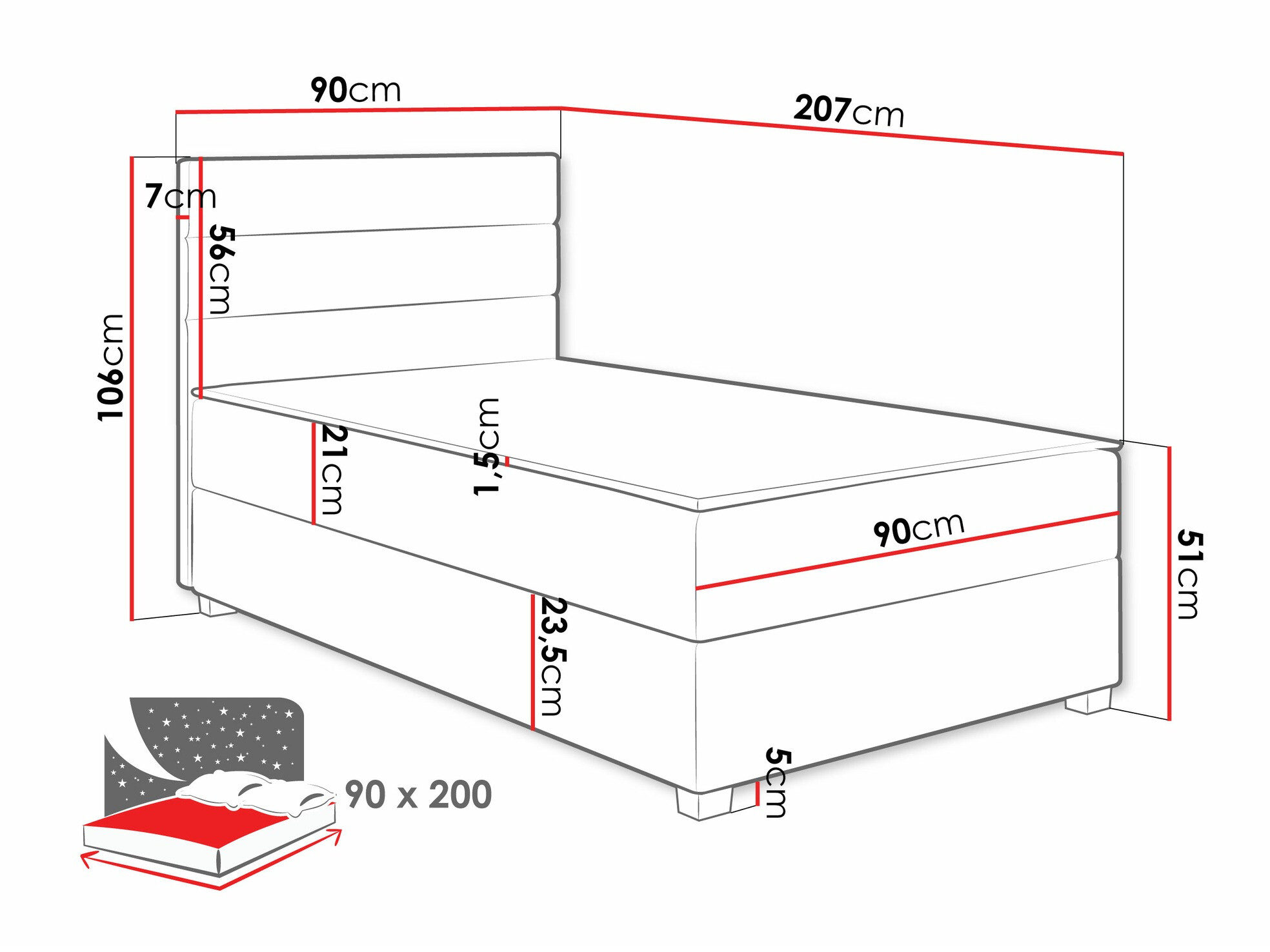Kontinentālā gulta Sanford 104 (Manila 14)