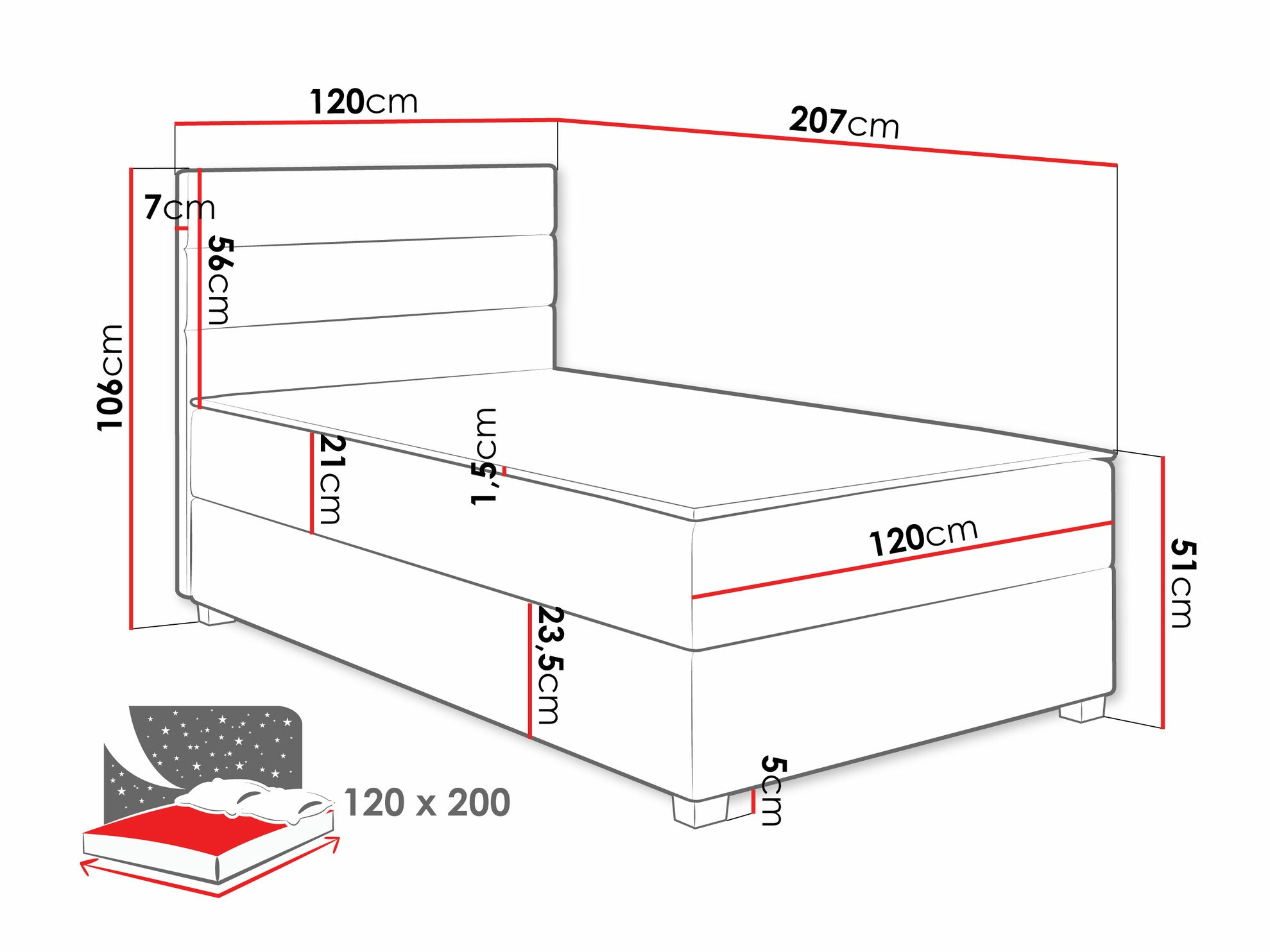 Kontinentālā gulta Sanford 104 (Manila 16)