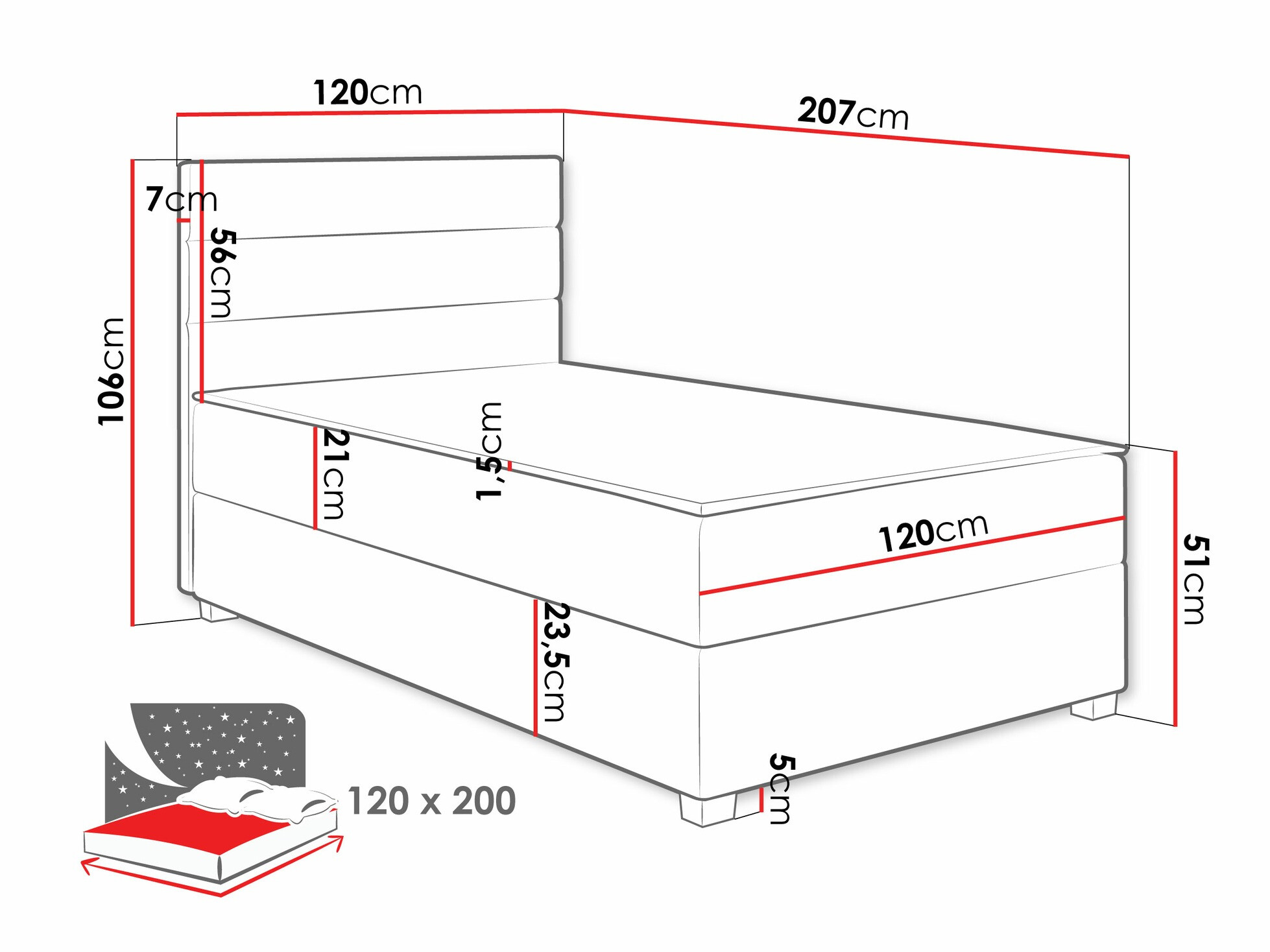 Континентальная кровать Sanford 104 (Manila 14)
