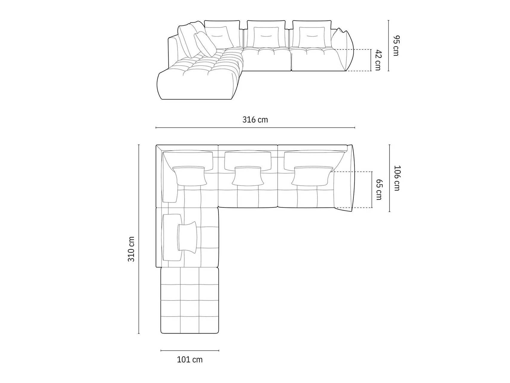 Moduļu stūra dīvāns Benorli 104 (City 05)