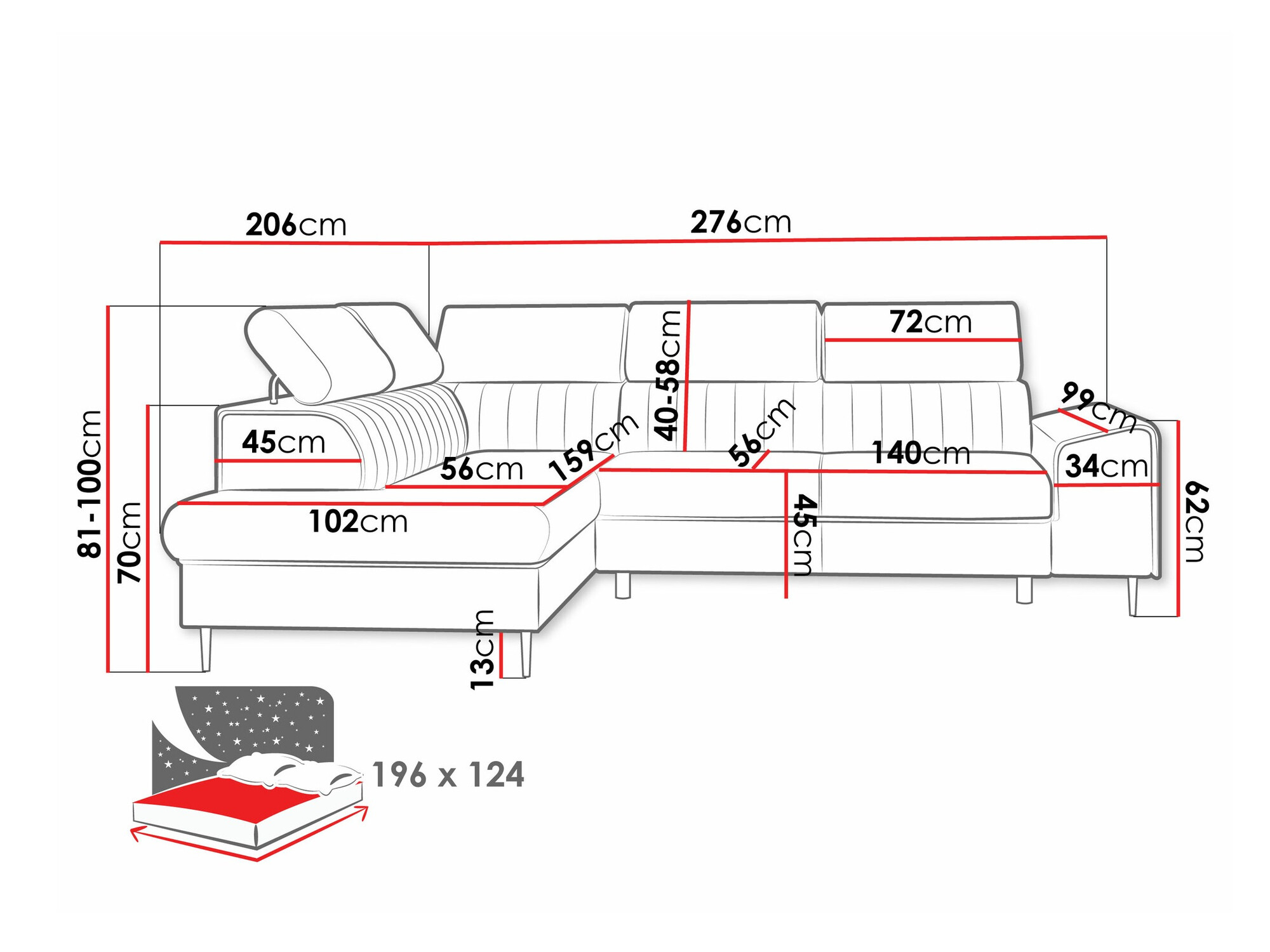 Stūra dīvāns Comfivo 446 (Coral 45)