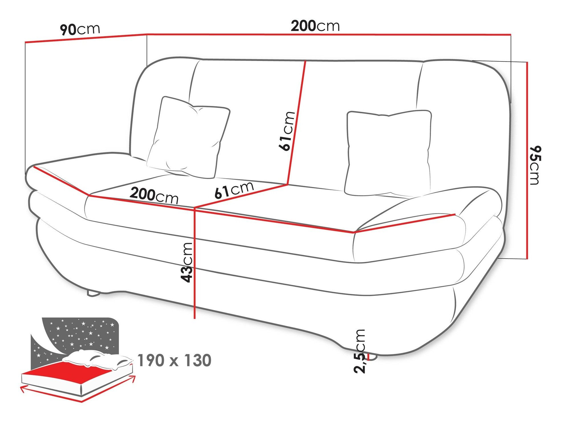 Диван-кровать Comfivo 235 (Fragola 35 + Fragola 15)