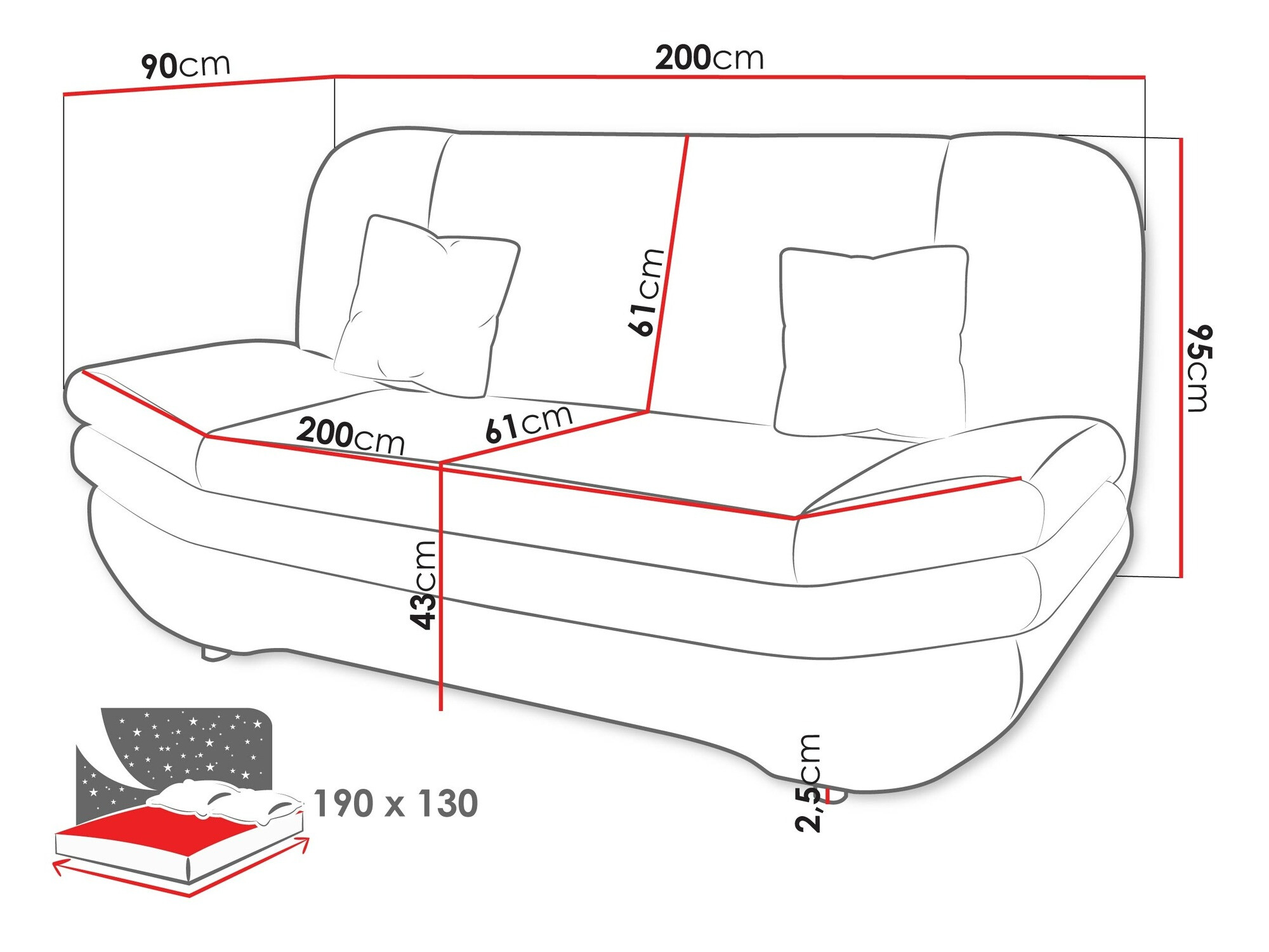 Dīvāns gulta Comfivo 235 (Tracy 211.01)