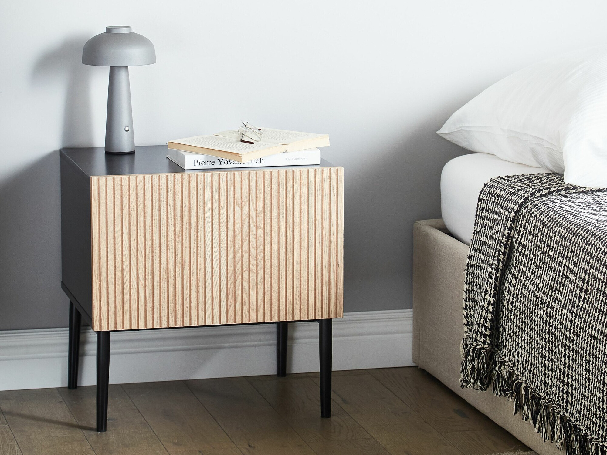 Прикроватная тумбочка Floalu 100 (Чёрный + Коричневый)