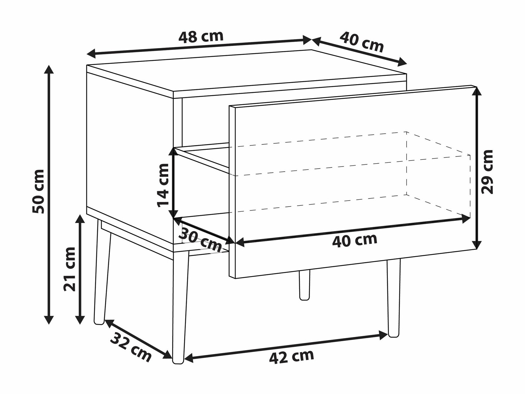Прикроватная тумбочка Floalu 100 (Чёрный + Коричневый)