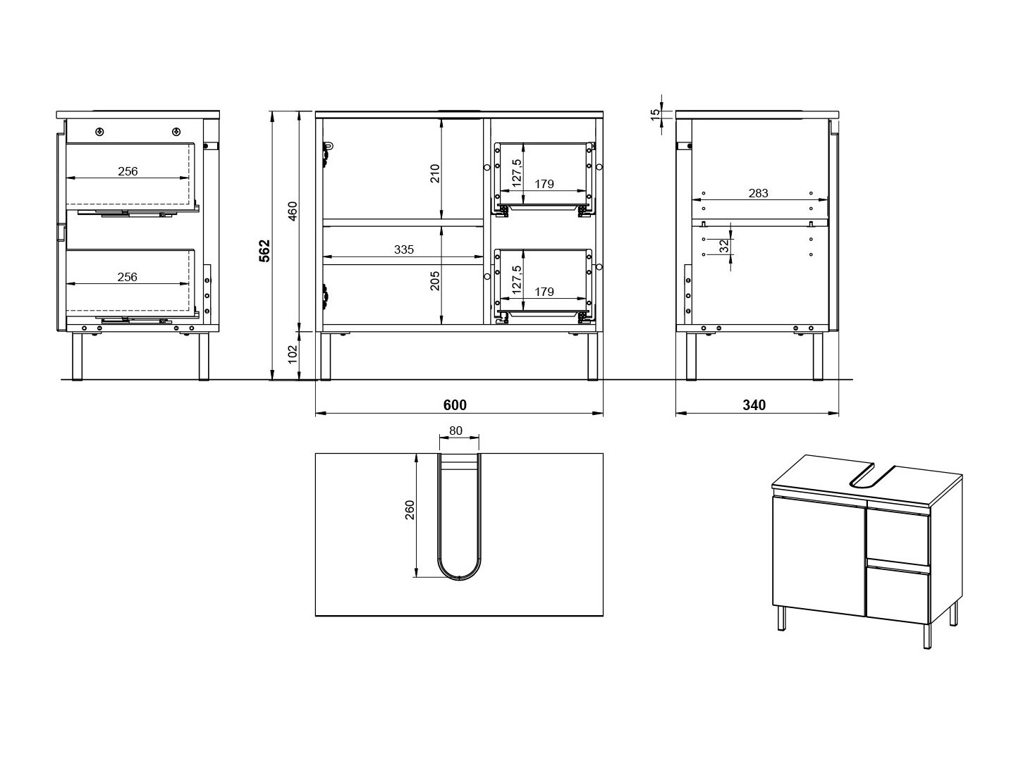 Stāvošs vannas istabas skapītis izlietnei Talmira 103 (Kašmirs)