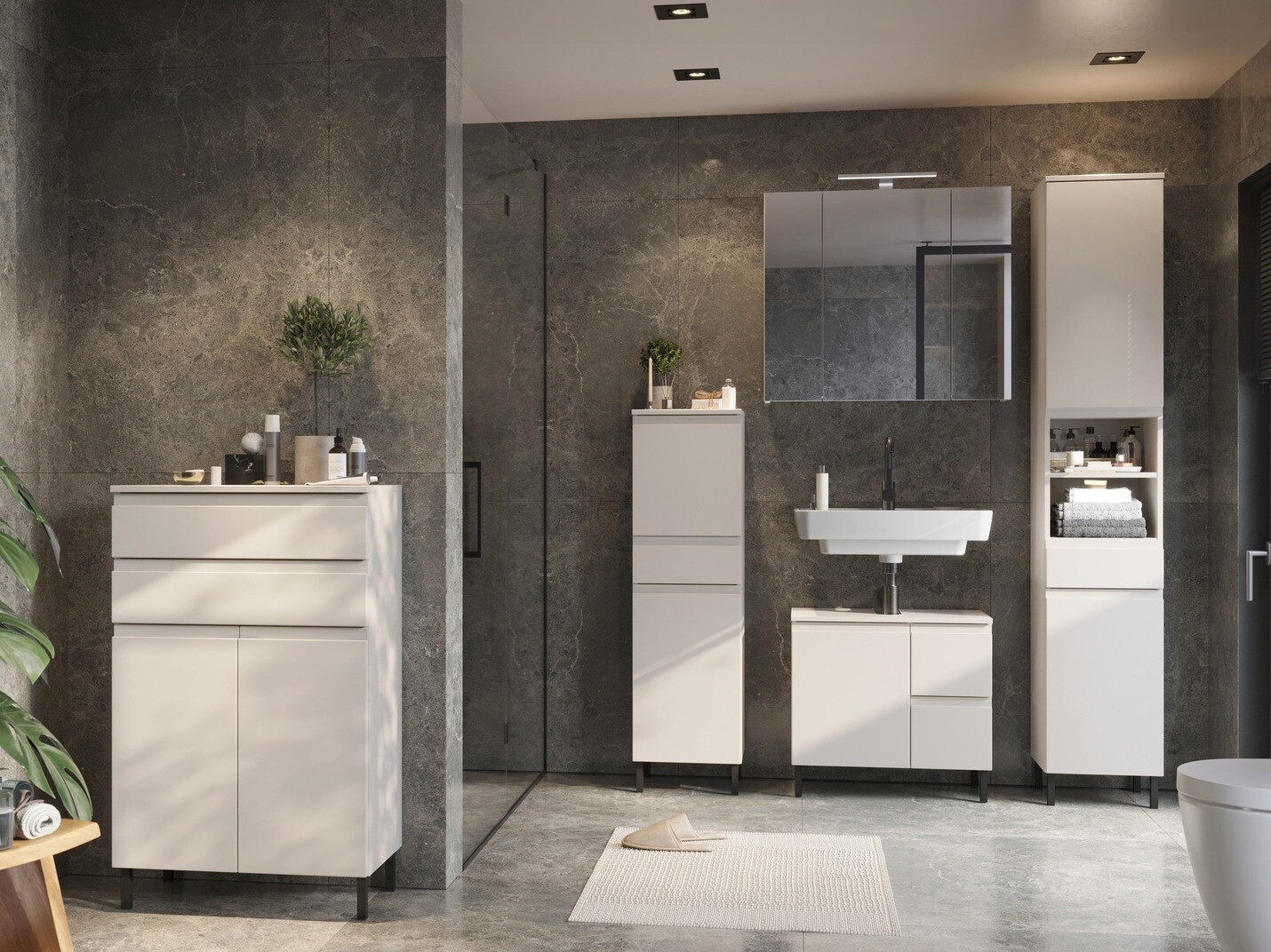 Stāvošs vannas istabas skapītis izlietnei Talmira 103 (Kašmirs)