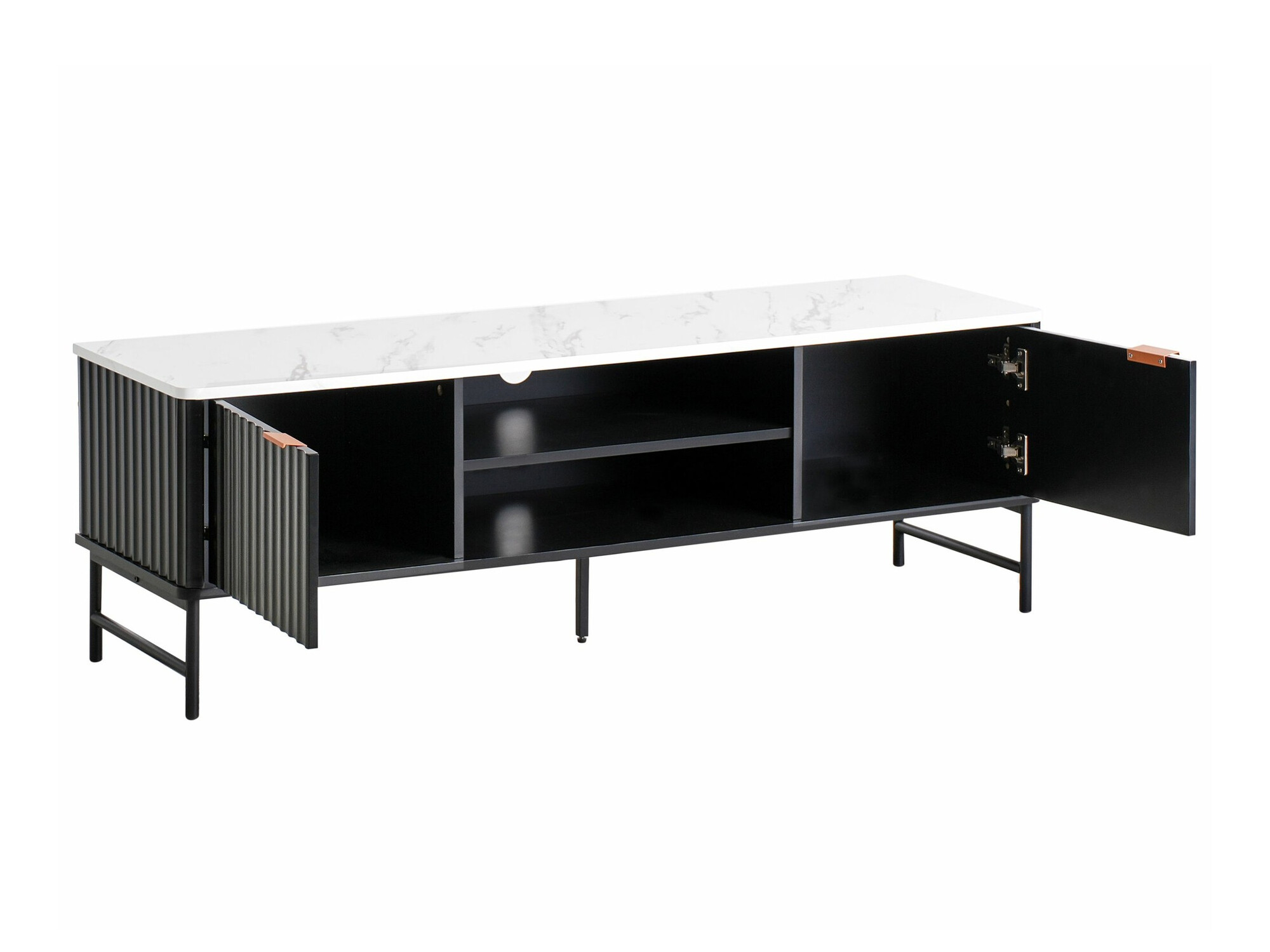 TV galds Berwyn 2575 (Melns + Balts marmors)