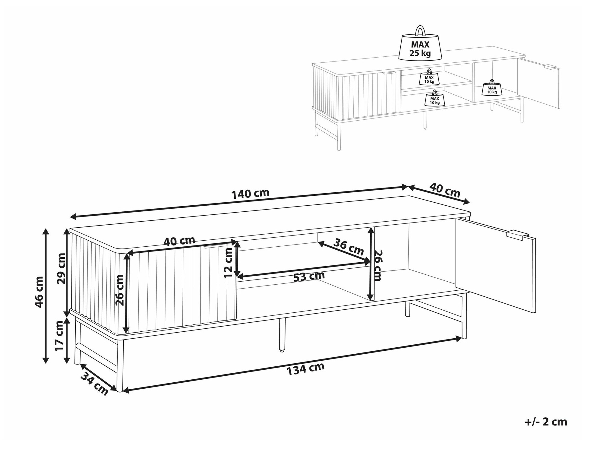 TV galds Berwyn 2575 (Melns)