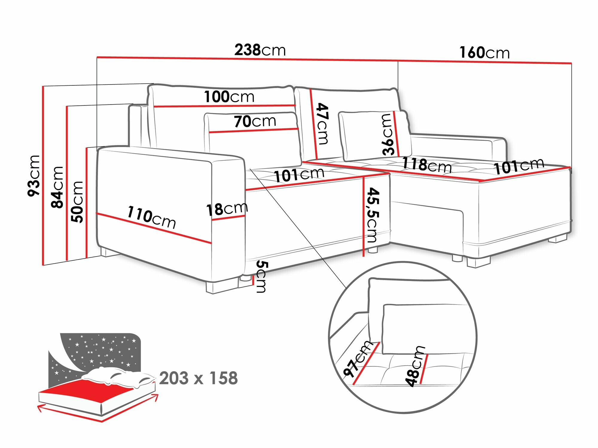 Угловой диван Sanford 106 (Paros 01)