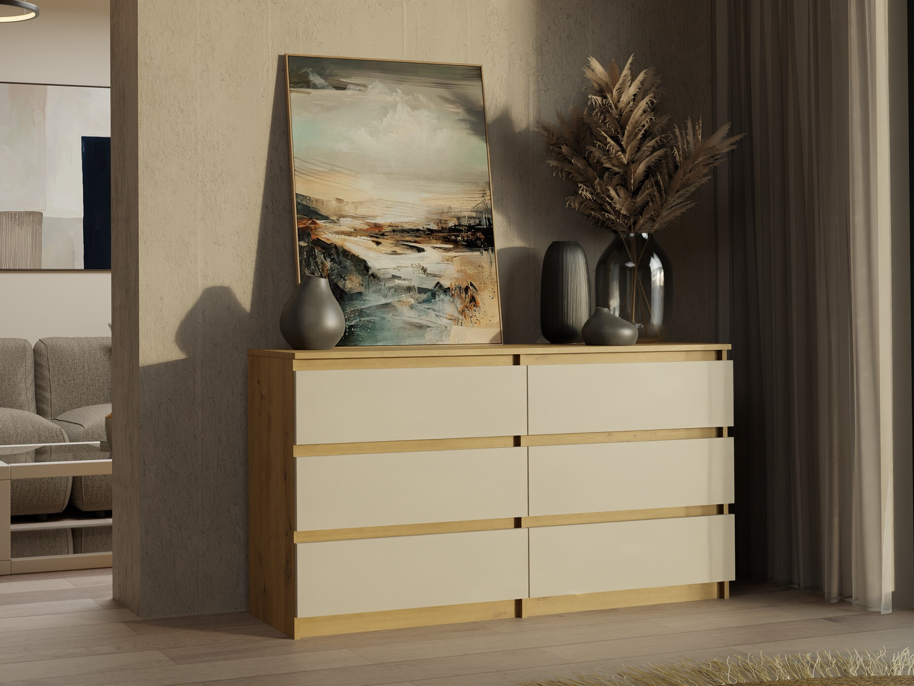 Kомод Elbvelu 102 (Artisan дуб + Кашемир)