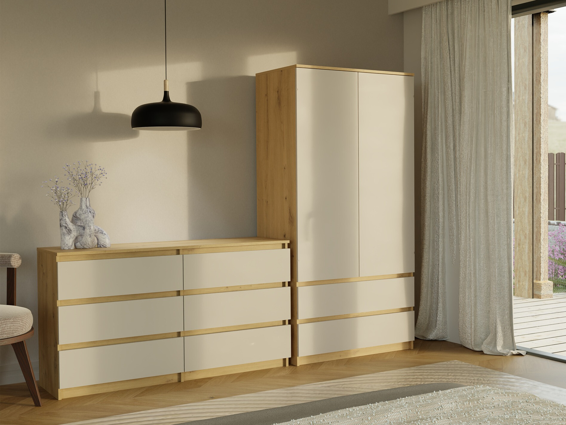 Kомод Elbvelu 102 (Artisan дуб + Кашемир)