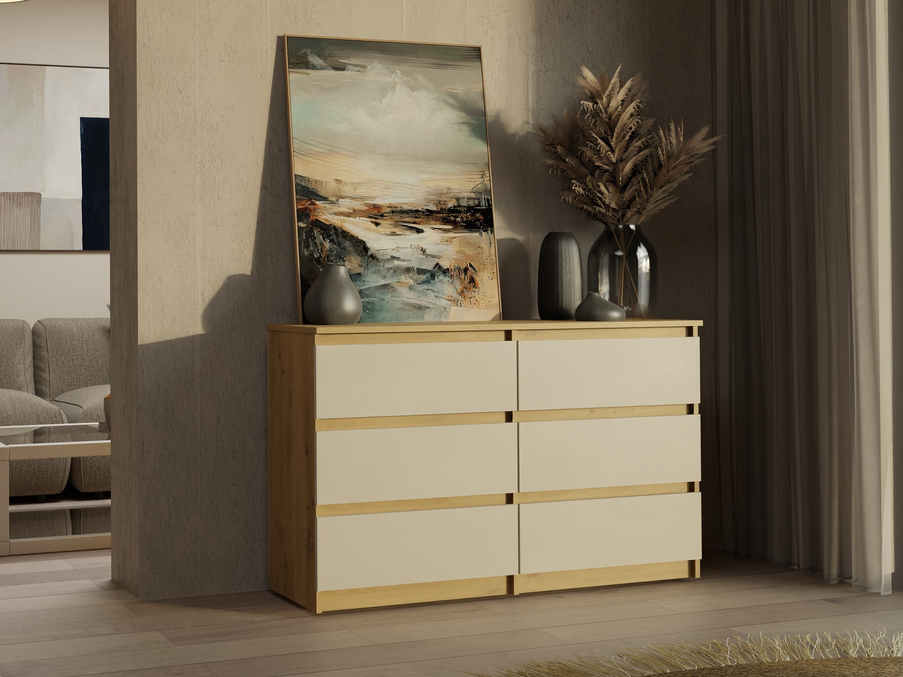 Kомод Elbvelu 103 (Artisan дуб + Кашемир)