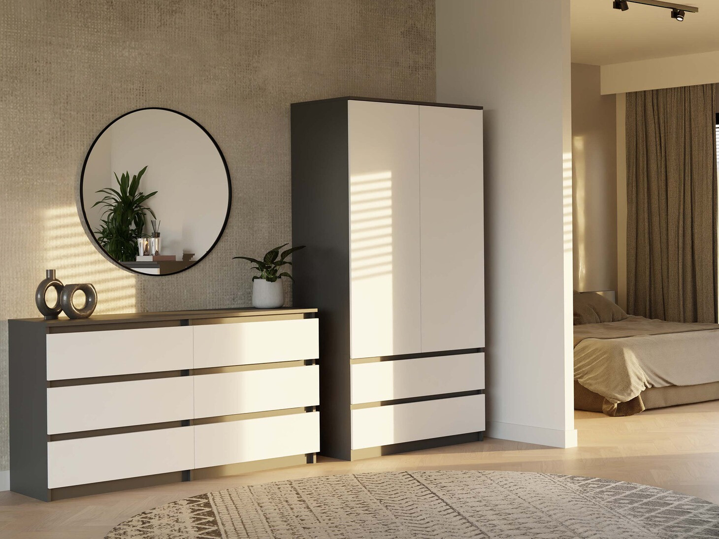 Kumode Elbvelu 102 (Antracīts + Balts)