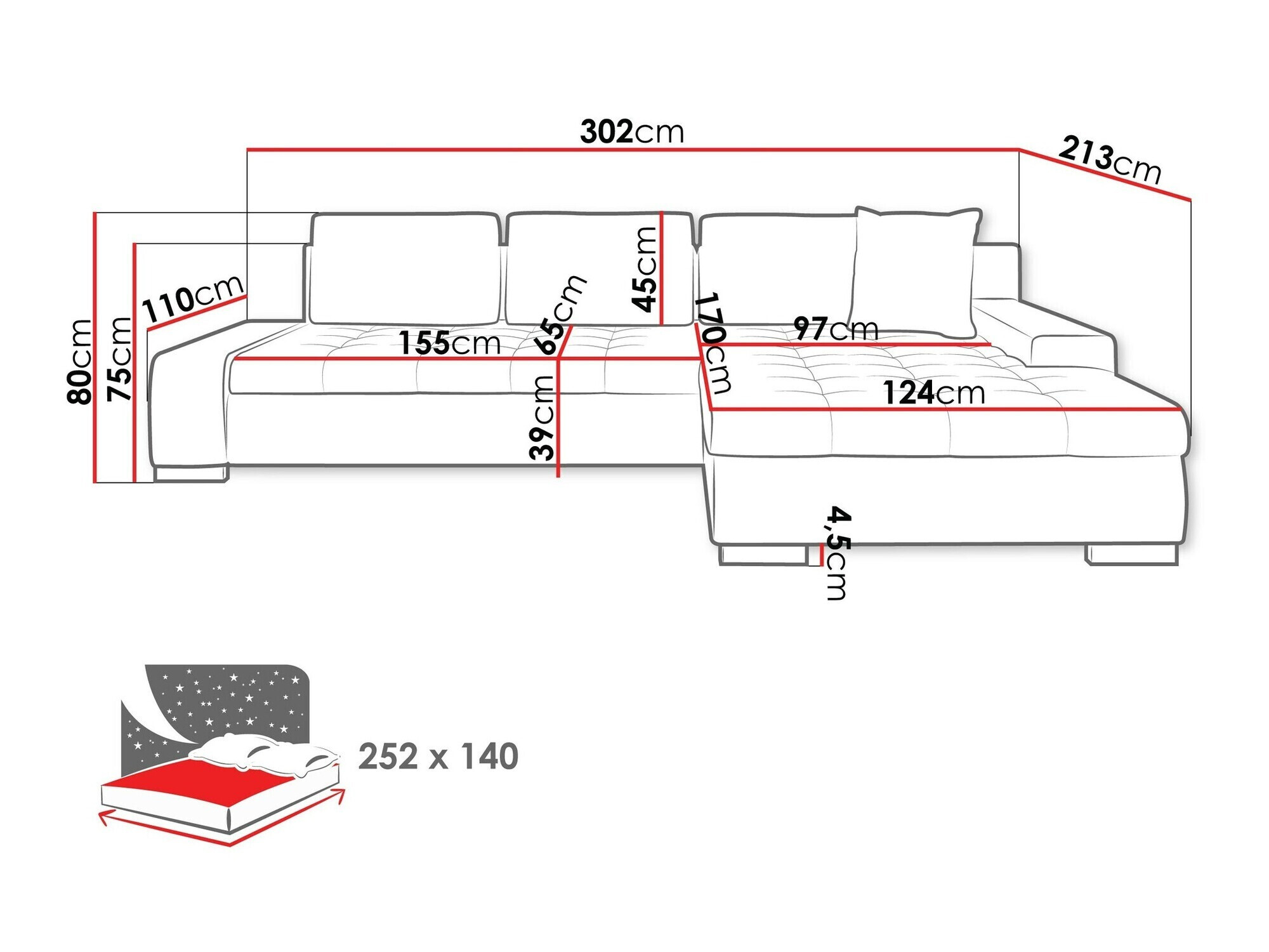 Stūra dīvāns Comfivo 147 (Kronos 19)