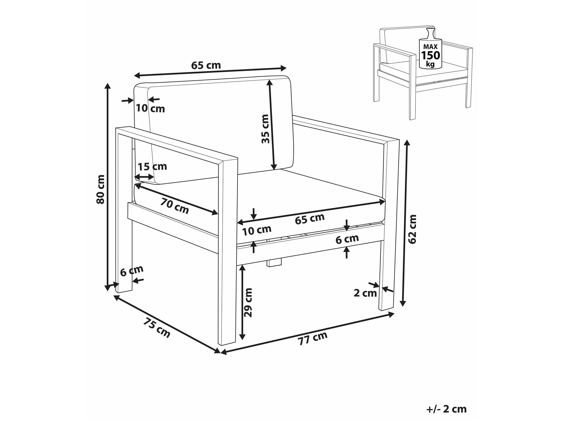 Dārza atpūtas krēsls Berwyn 2582 (Gaiši pelēks)