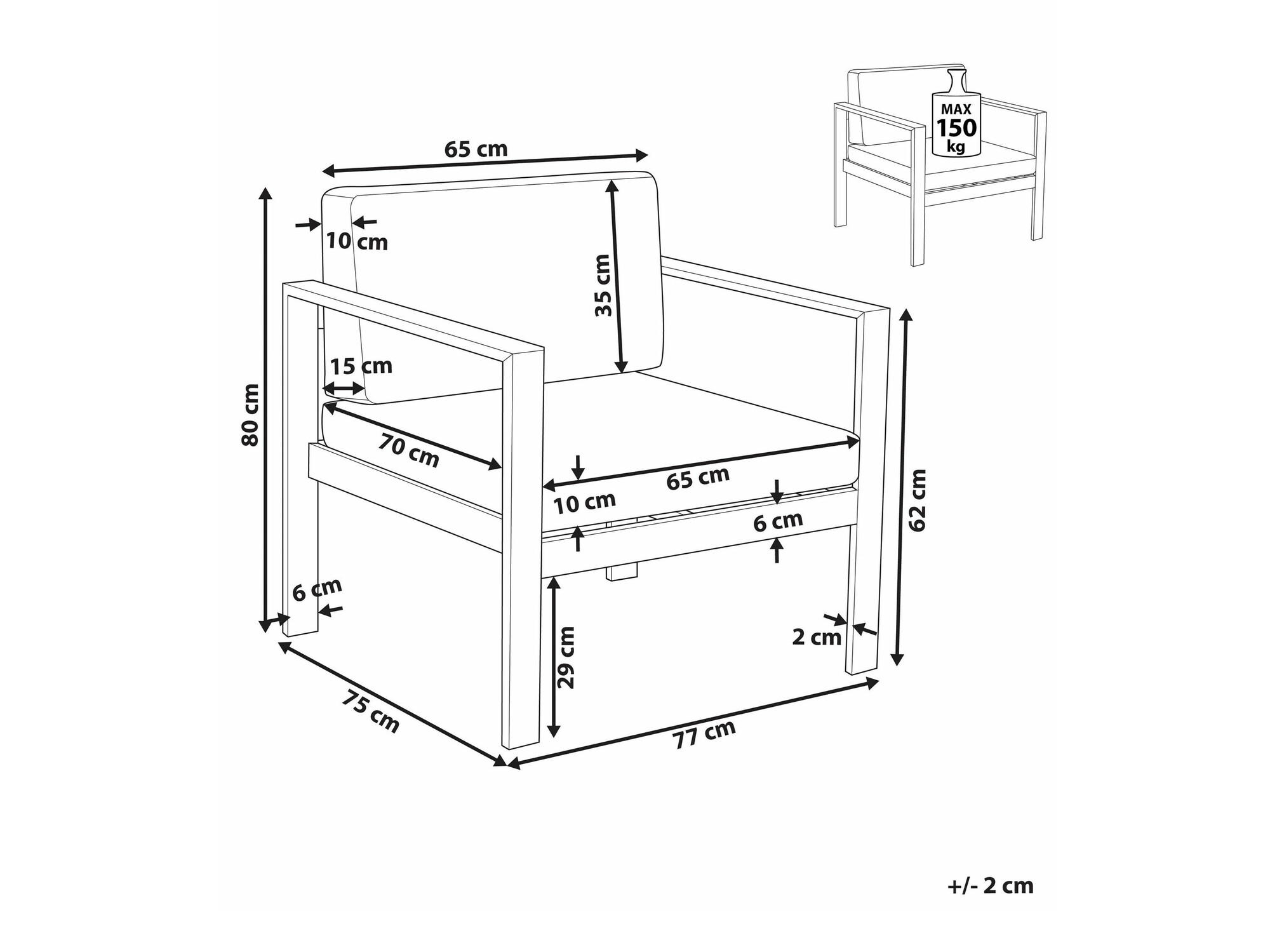 Dārza atpūtas krēsls Berwyn 2582 (Tumši pelēks)