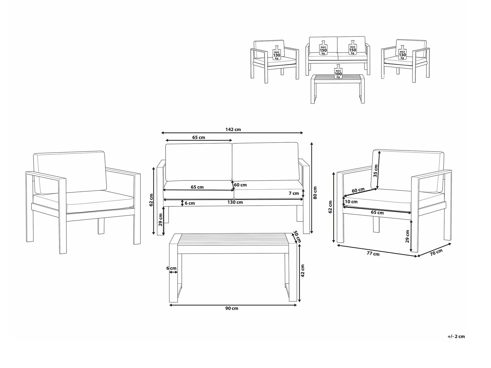 Dārza mēbeļu komplekts Berwyn 2584 (Gaiši pelēks)