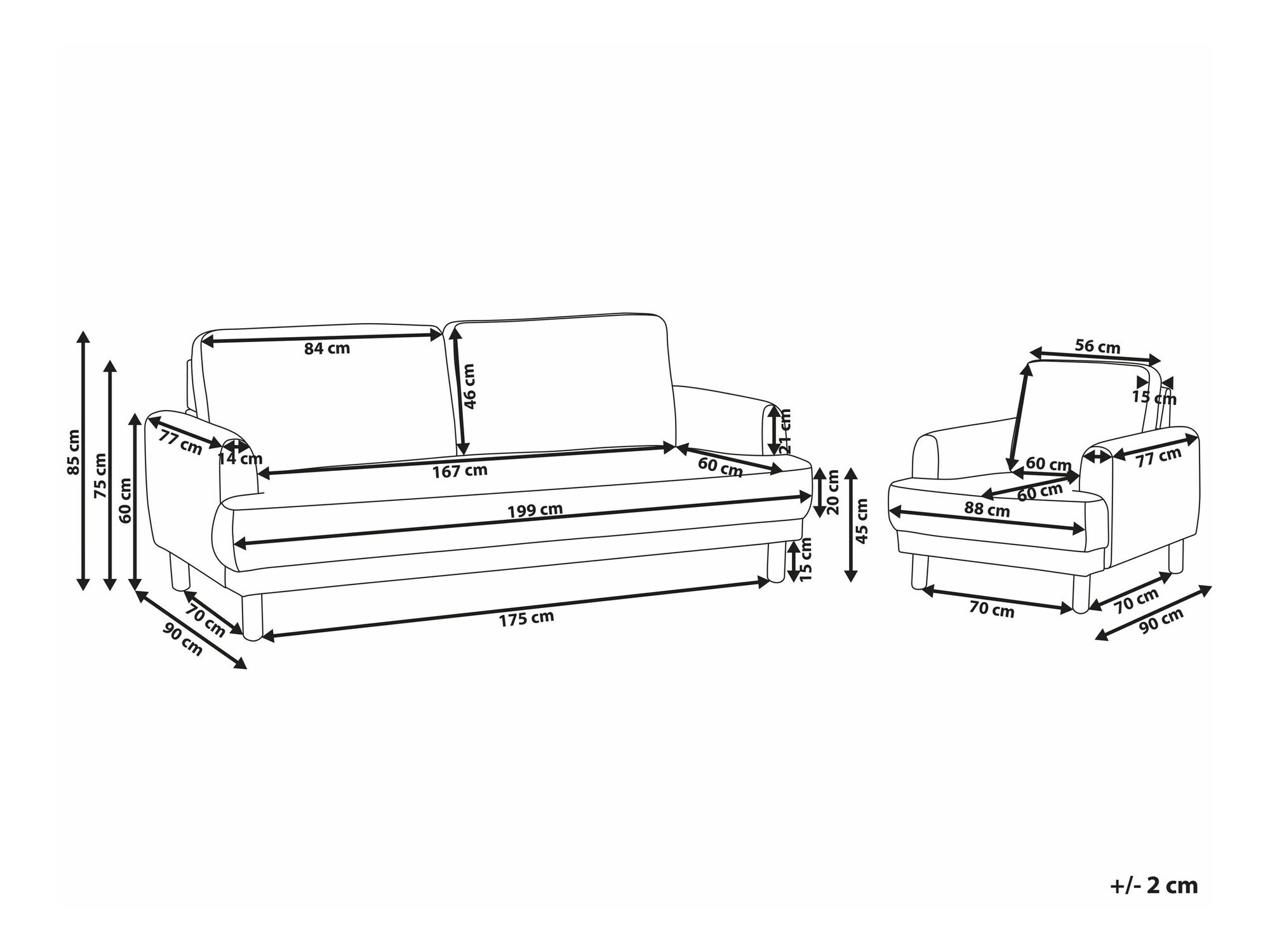 Mīksto mēbeļu komplekts Berwyn 2588 (Balts)