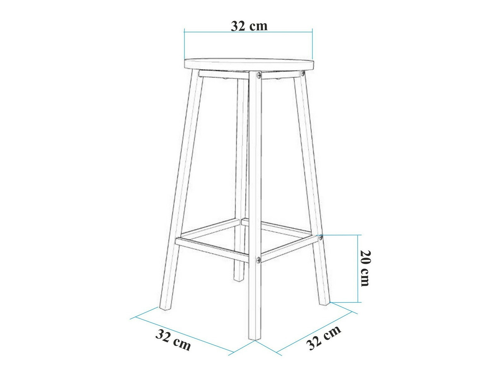 Низкий барный стул Kailua 2462 (Чёрный + Темное дерево)