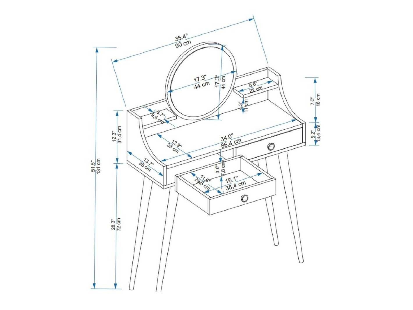 Макияжный столик Kailua 2465