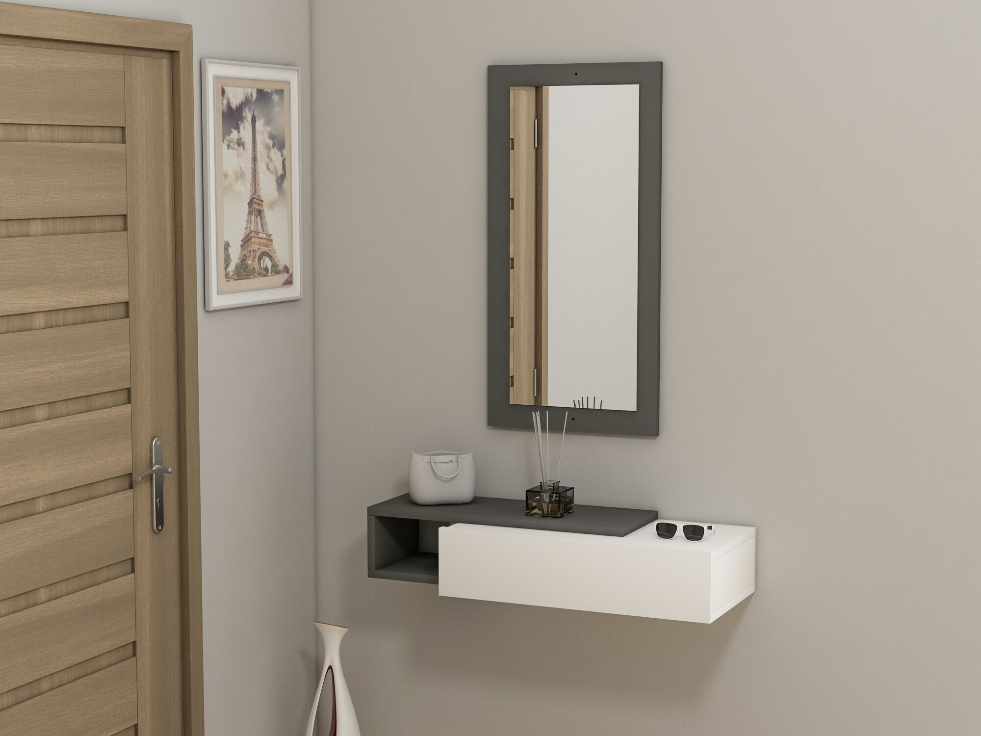 Макияжный столик Kailua 2466 (Белый + Антрацит)