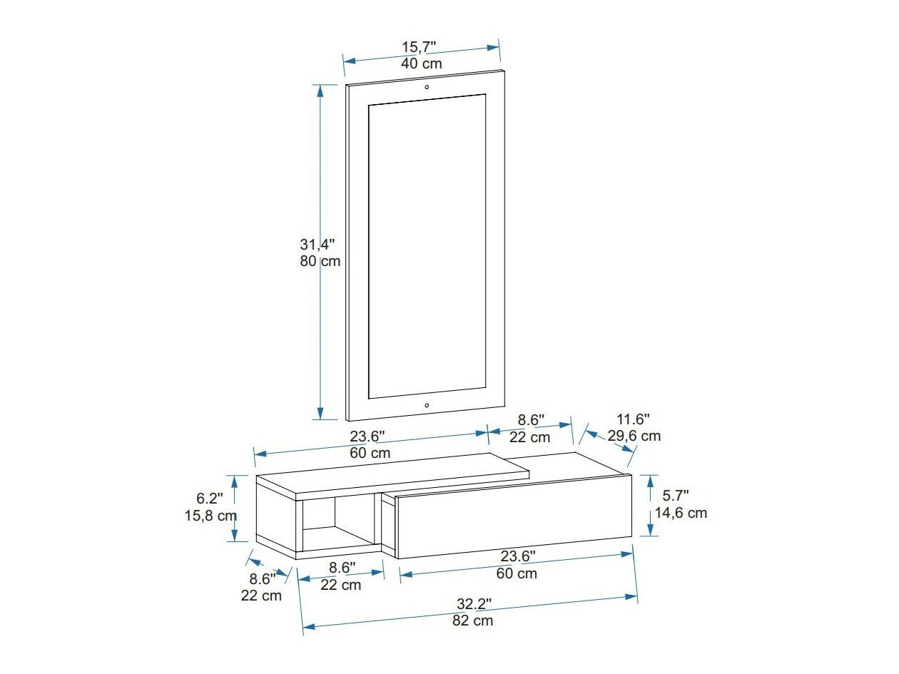 Макияжный столик Kailua 2466 (Белый + Антрацит)