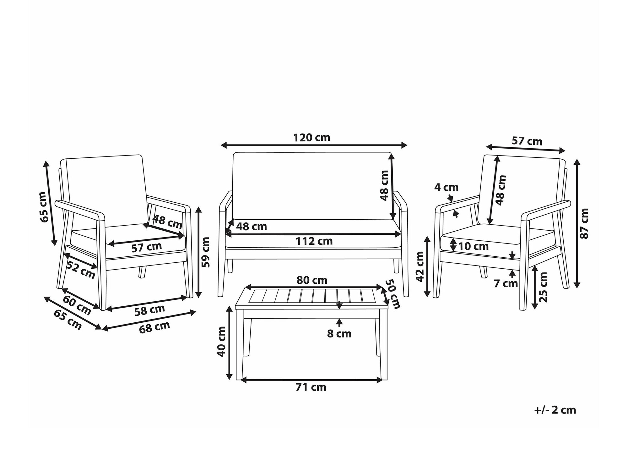 Садовый комплект Berwyn 2592 (Светлое дерево + Тёмно-серый)