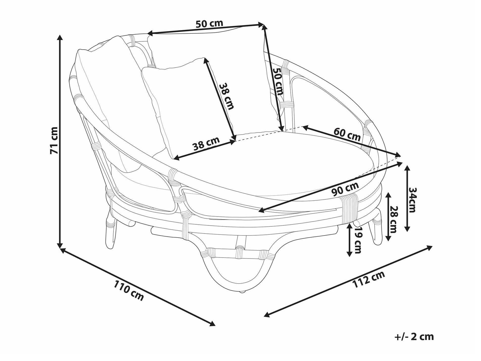 Dārza atpūtas krēsls Berwyn 2600 (Gaiši brūns)