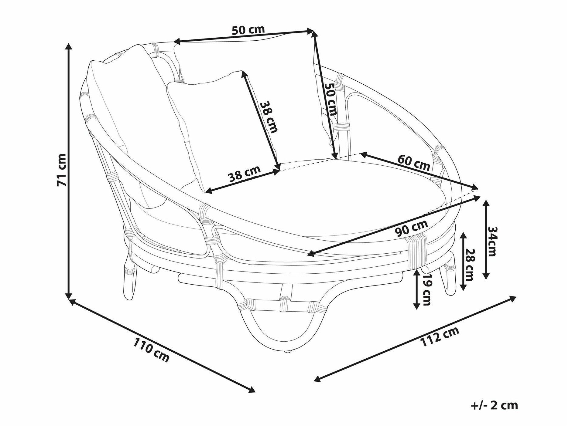 Dārza atpūtas krēsls Berwyn 2600 (Melns)