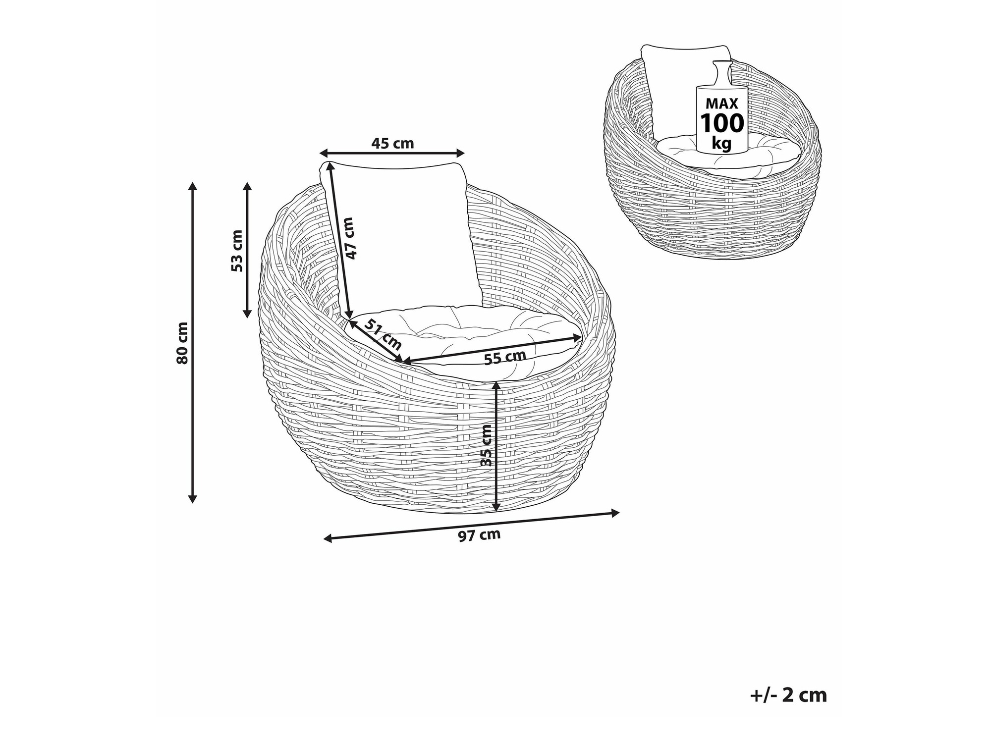 Садовое кресло Berwyn 2598 (Чёрный)