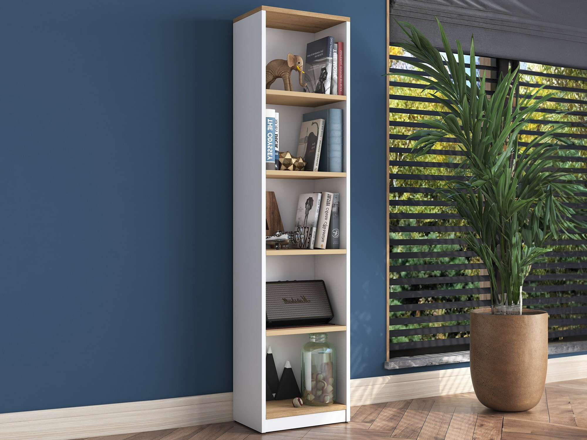 Стеллаж Kailua 2474 (Белый + Грецкий орех)