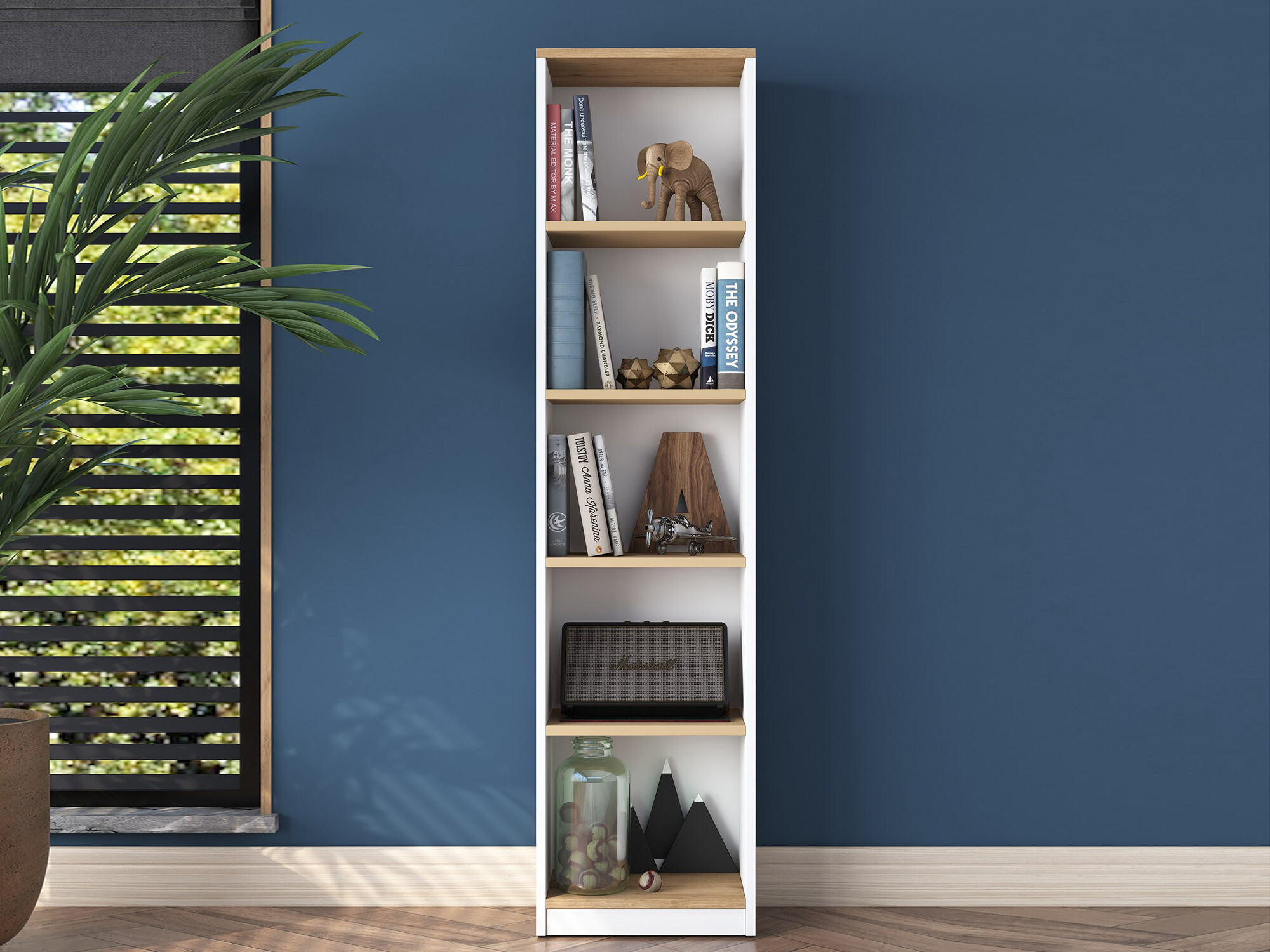 Стеллаж Kailua 2474 (Белый + Грецкий орех)