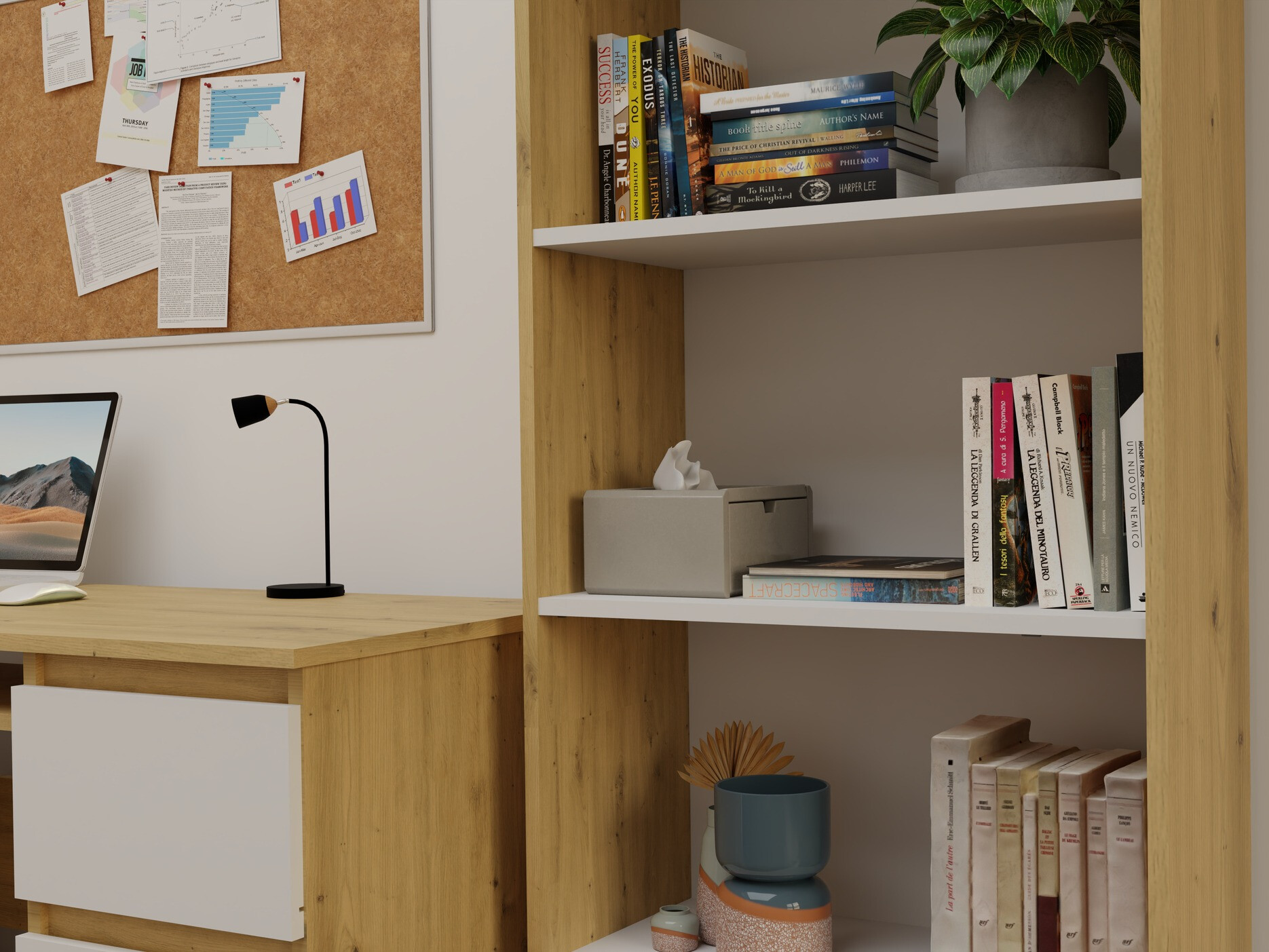 Стеллаж Mandeville 191 (Artisan дуб + Белый)