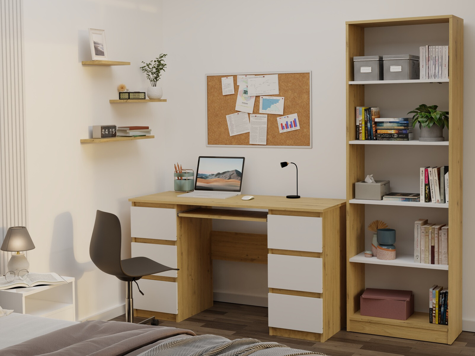 Стеллаж Mandeville 191 (Artisan дуб + Белый)