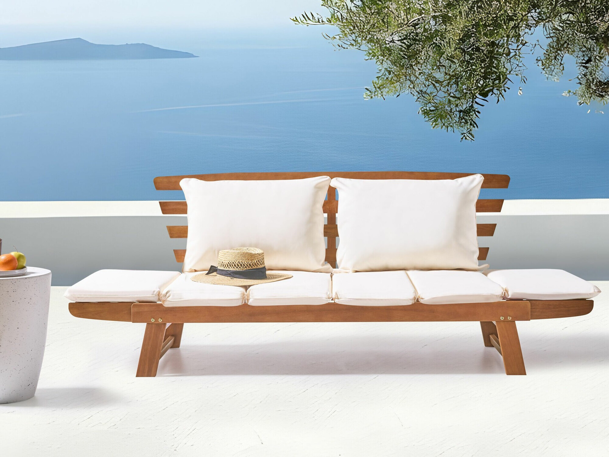 Dārza dīvāns Berwyn 1979 (Balts + Gaišs koks)