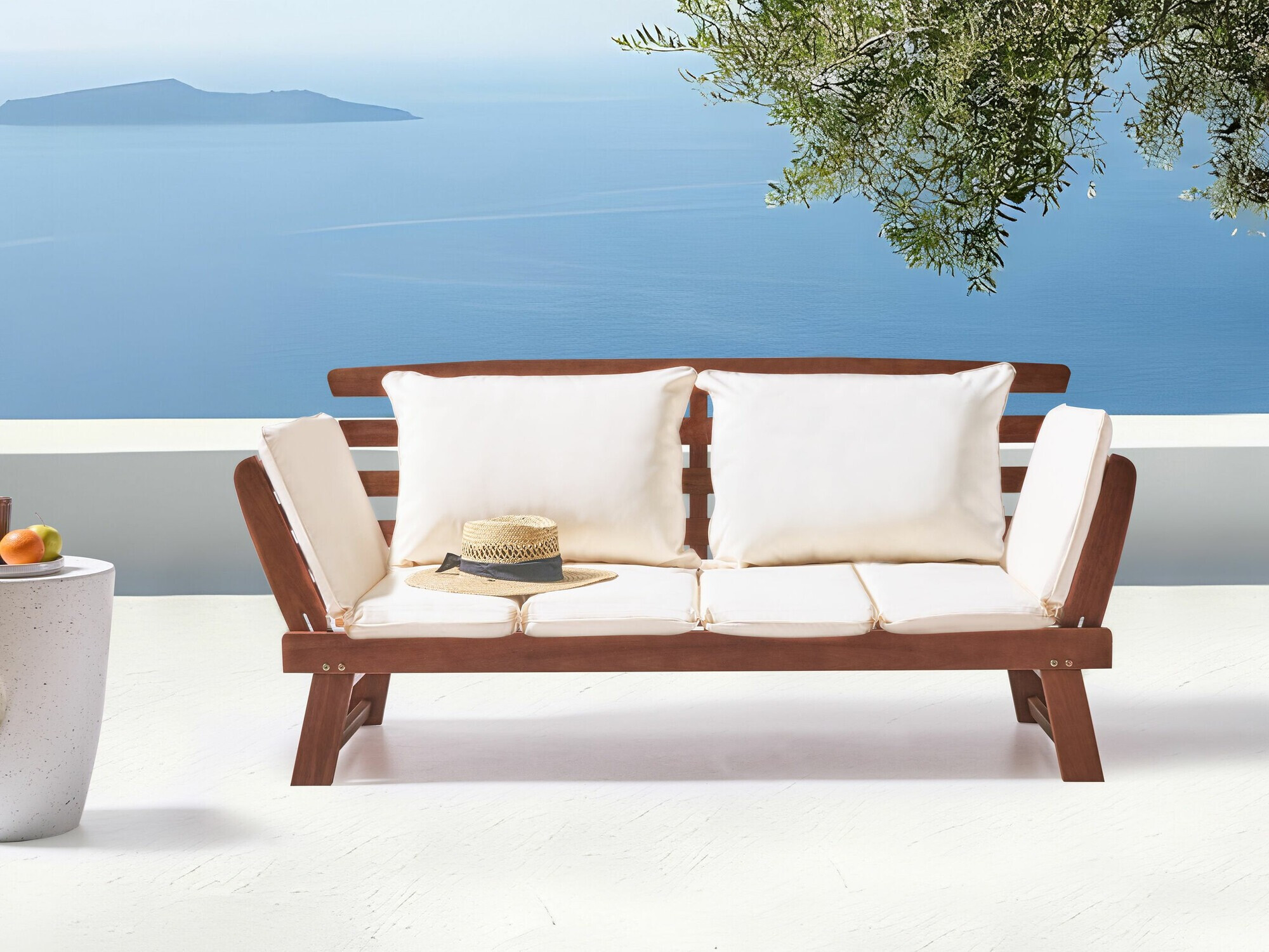 Dārza dīvāns Berwyn 1979 (Balts + Tumšs koks)