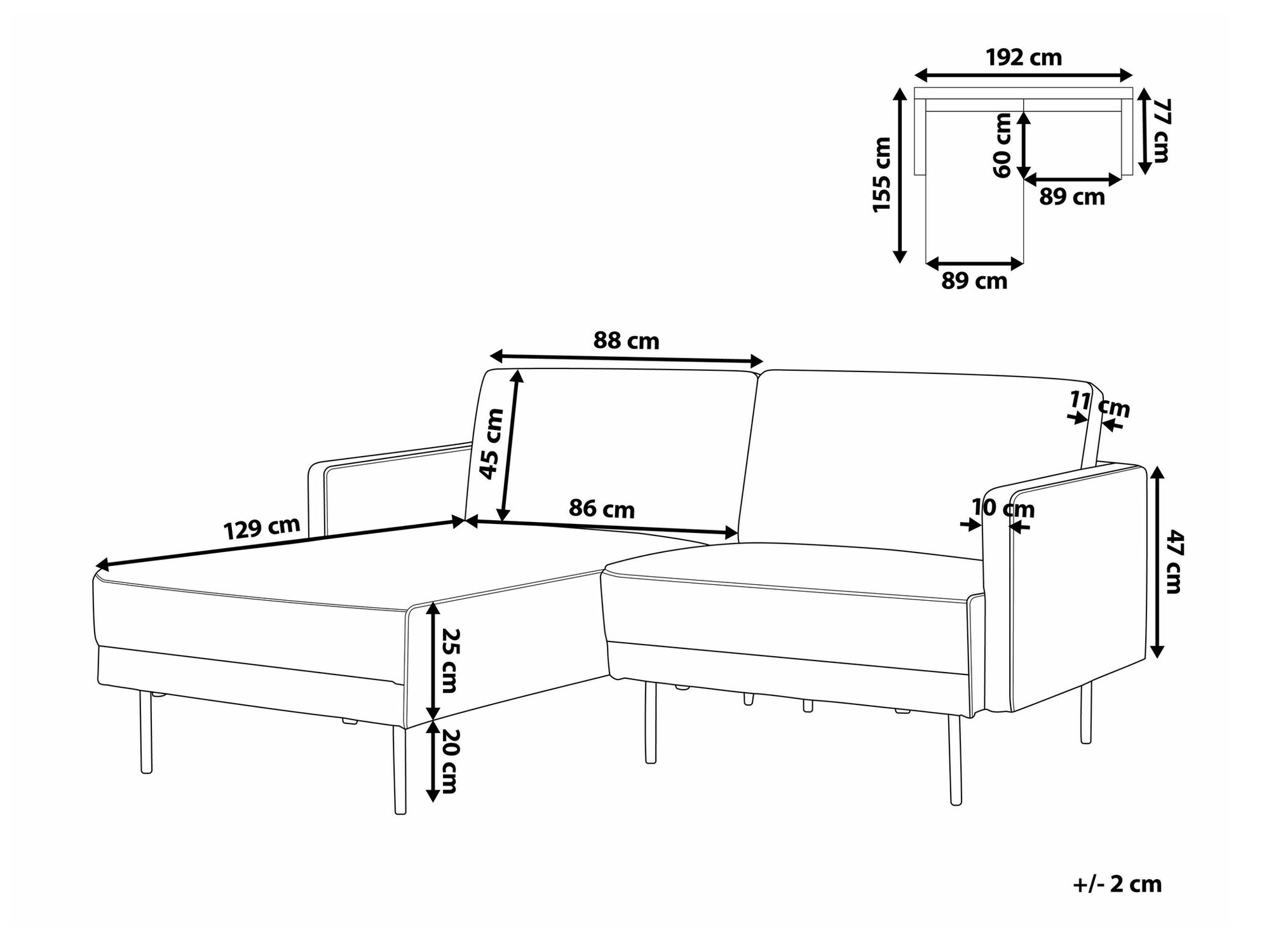 Stūra dīvāns Salmono 101 (Melns)