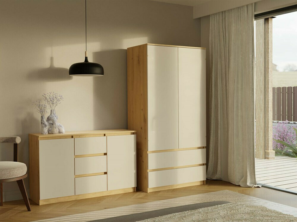 Skapis Elbvelu 116 (Artisan ozols + Kašmirs)