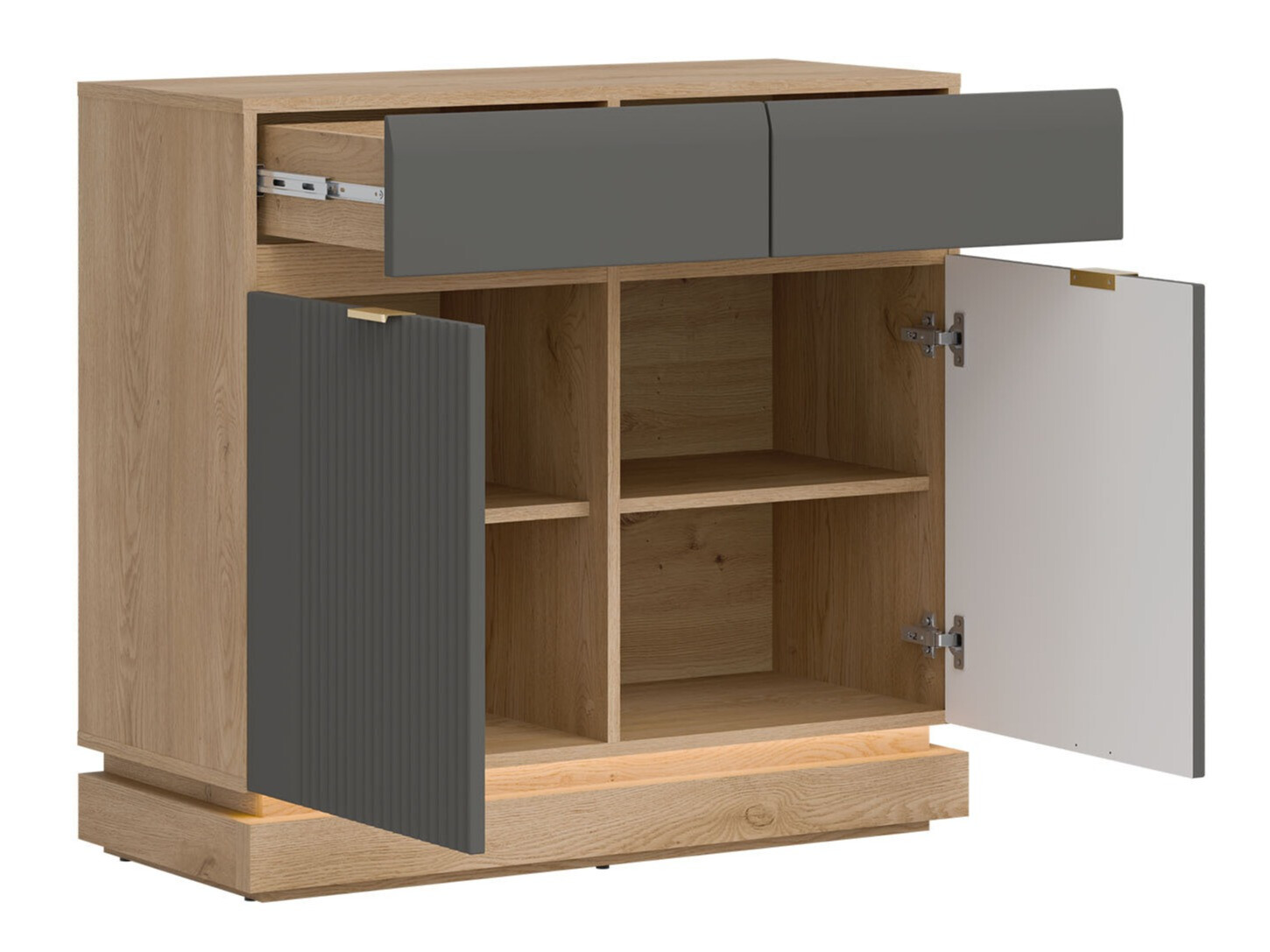 Kumode Teselbu 102 (Pelēks + Ozols)