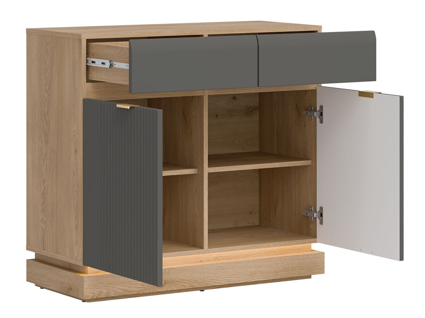 Kumode Teselbu 102 (Pelēks + Ozols)